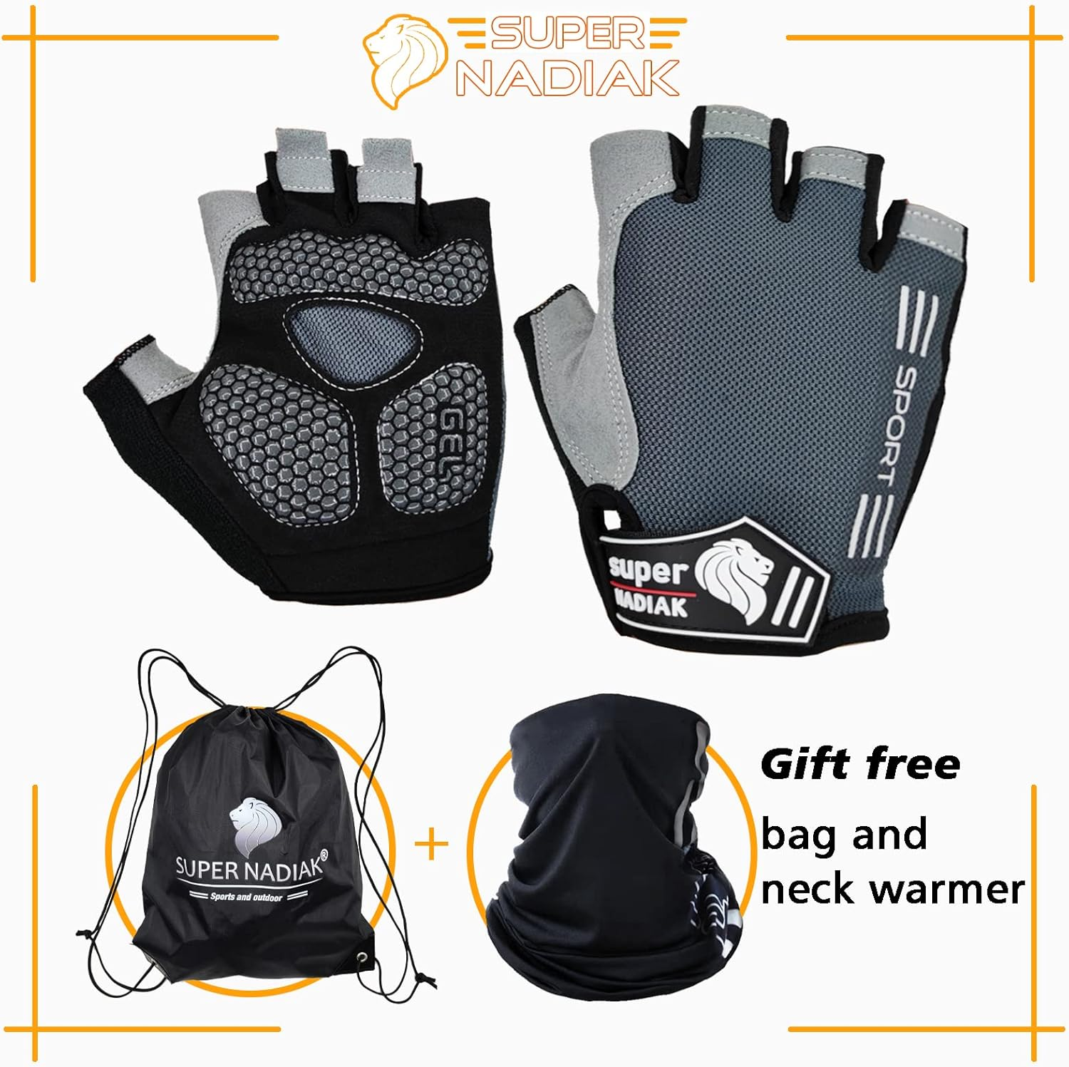 Super NADIAK&reg; Half Finger Cycling Gloves-Cycling Gloves-Bike Gloves-Bike Gloves Half Finger,Gloves City Bike, Gloves Mountain Bike,Gloves Bmx,Gloves Road Bike image number 2