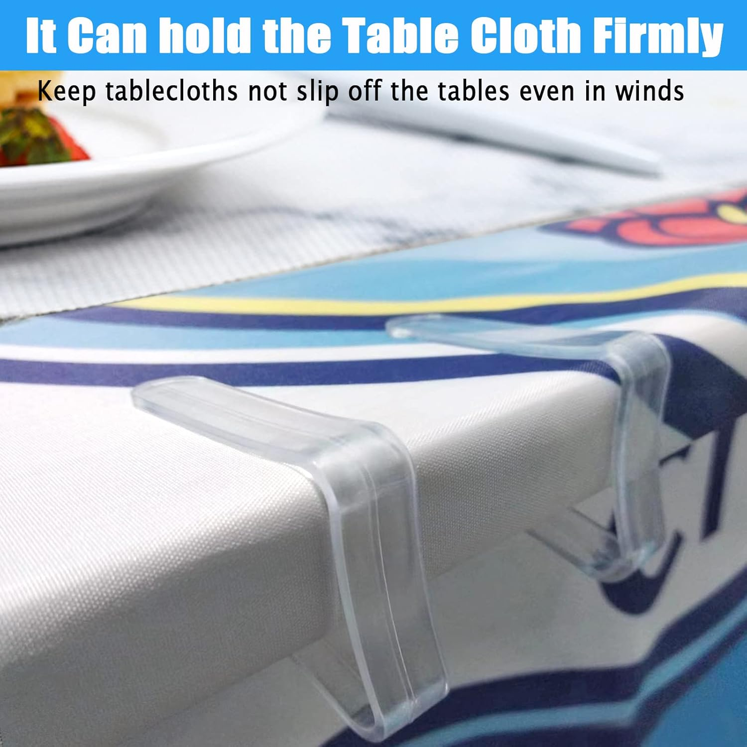 Kitnish 16PCS Transparent Plastic L-Shape Tablecloth Clips, 11X15 Cm, Modern, Ideal for Indoor Dining, Outdoor Picnics, Weddings, Buffets, Backyard BBQ