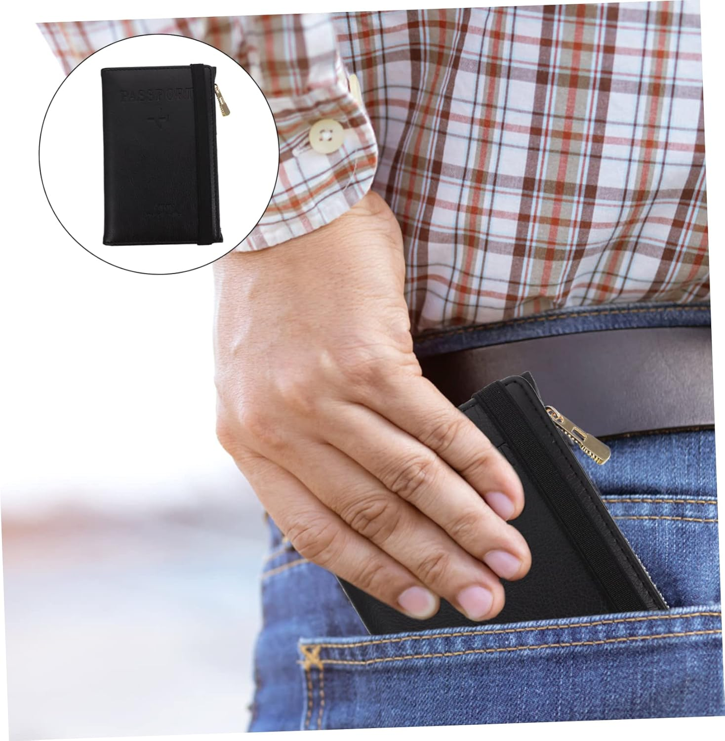 OATIPHO Passport Bag Pu Shell Protective Cover Cardholder Passport Cover for Travel Document Holder Simple Design Cards Organizer and Cards image number 1