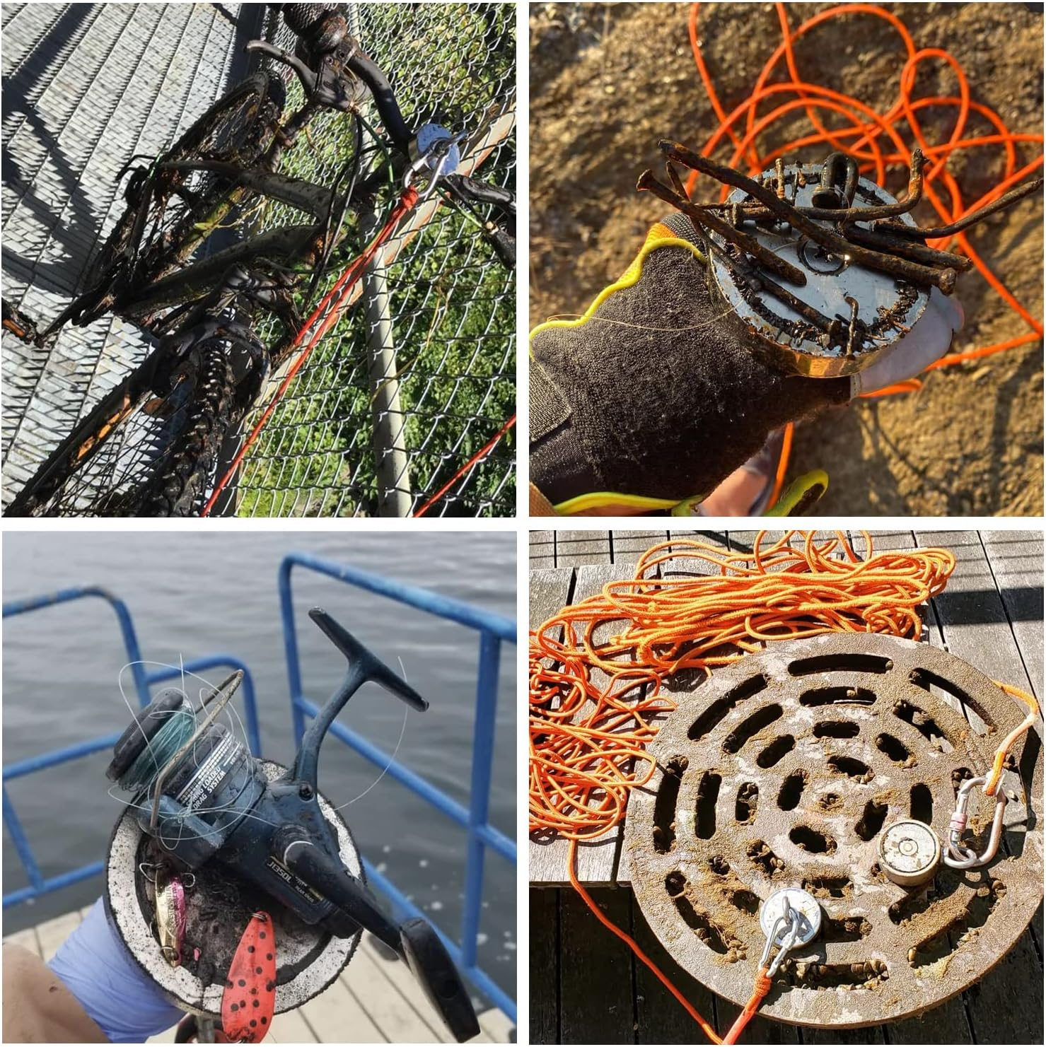 Fishing Magnet Kit,700Lb,1000Lbs,1200Lbs Neodymium Magnet,Strong Magnet Fishing Heavy Duty with 65Ft Salvage Rope,Gloves,Bag for Retrieving Tools &Find Treasure (700Lbs Vertical Set) image number 3