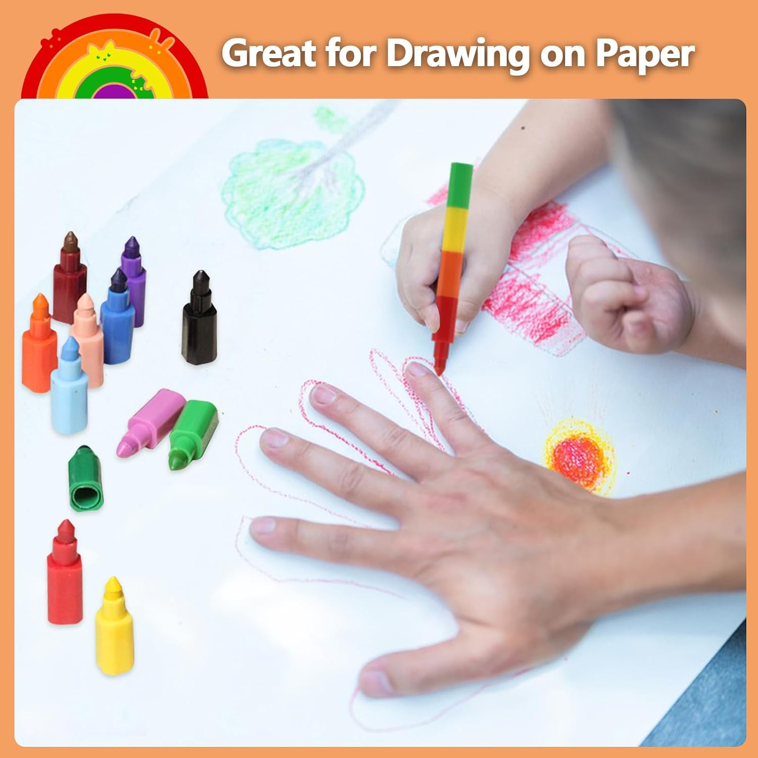 18 Pcs Stackable Crayons, 216 Counts Mini Crayons, Coloured Crayon for Kids,12 Vibrant Colours Rainbow Markers for Drawing, Gifts, Party Favours image number 4