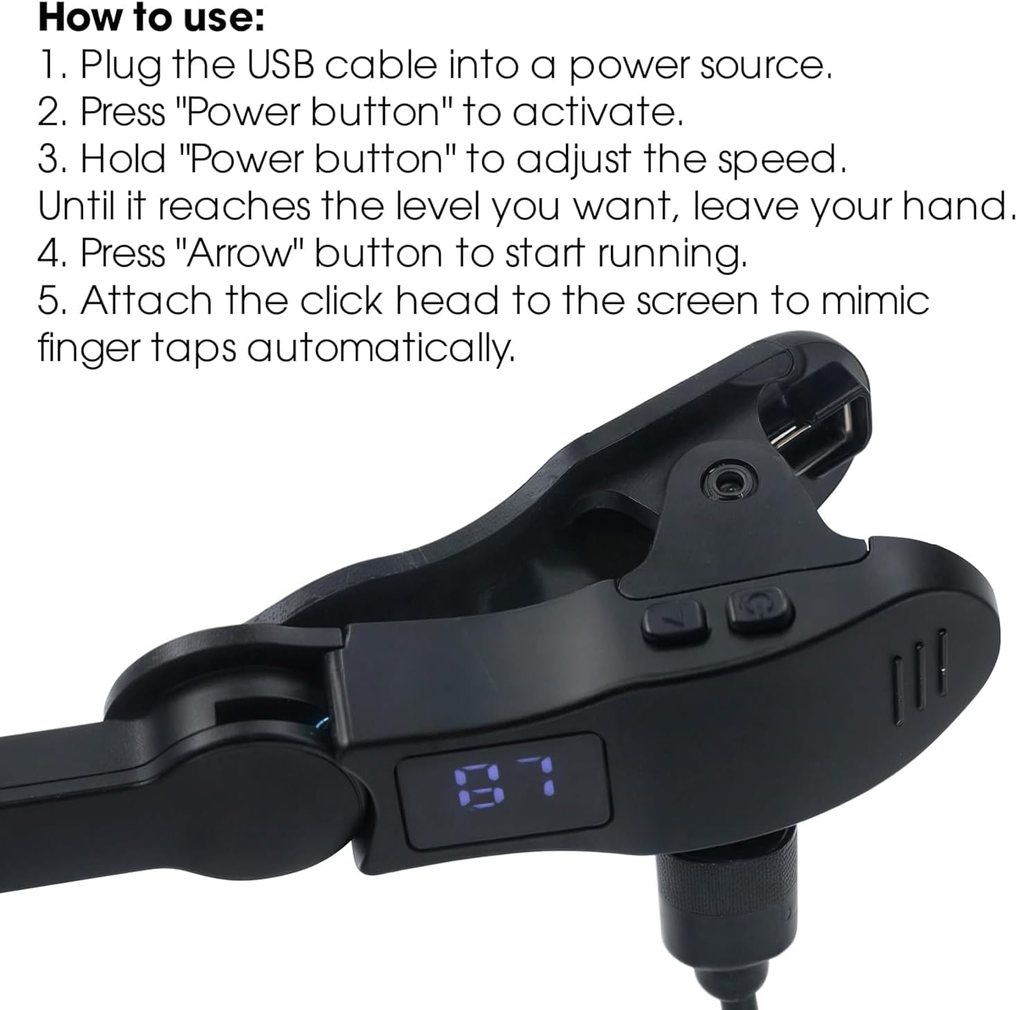 ANCLLO Auto Screen Clicker Portable Simulated Finger Continuous Clicking Adjustable Speed Physical Clicker Suitable for Games image number 1