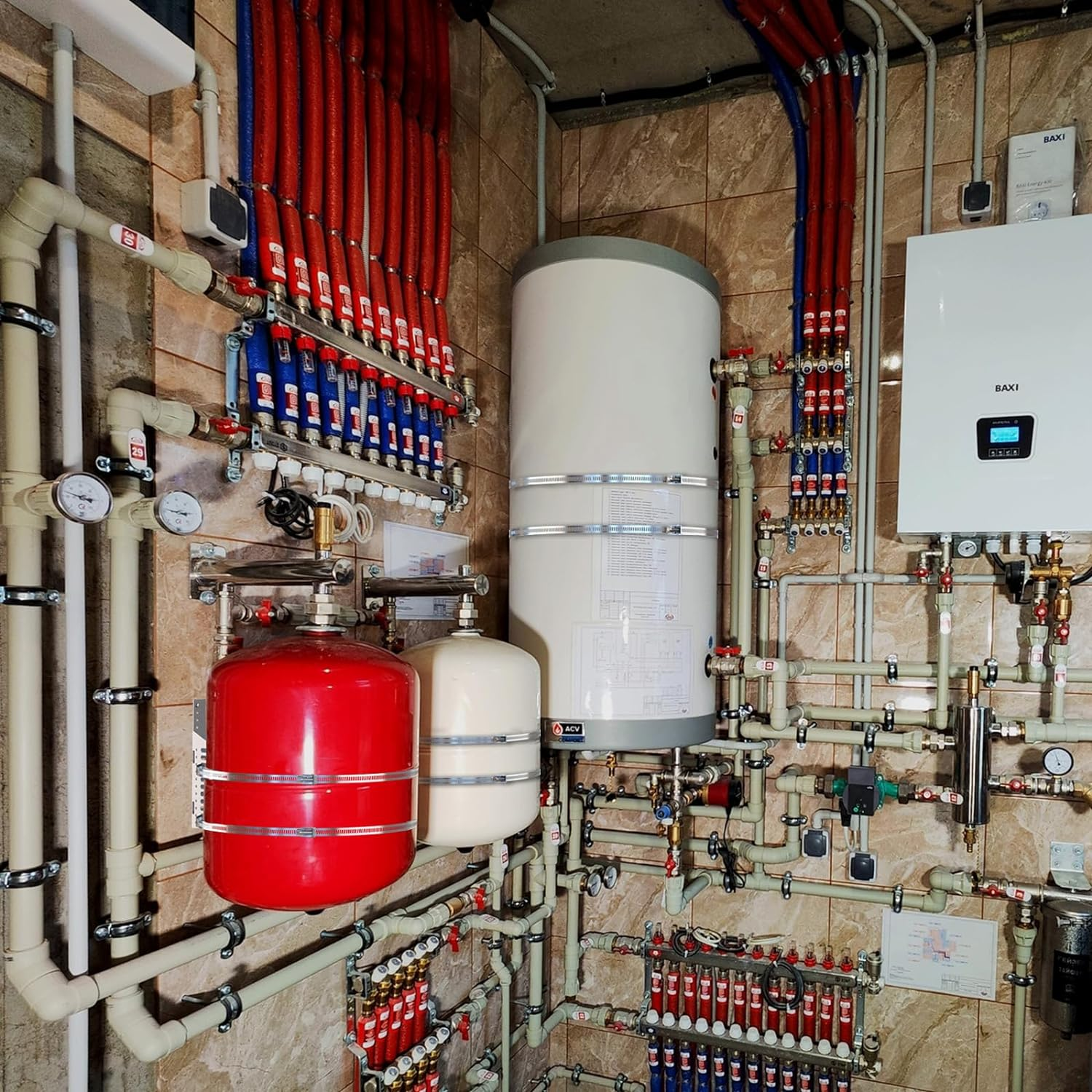 Expansion Tank Mounting Bracket for Hot Water Heater,Thermal Expansion Tank Holder with 2 Earthquake Straps,Support 5-Gallon Hot Water Tanks up to 13 Inches in Diameter-1 Set image number 1