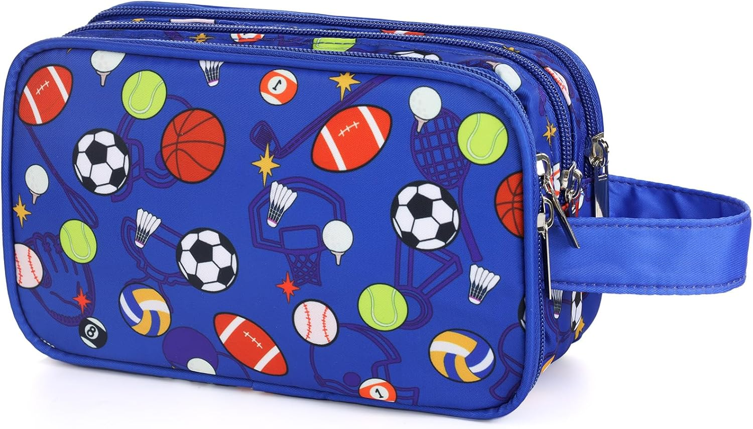 Vipdeal Kids Toiletry Bag for Girls and Boys, Soccer Balls - Black Dinosaur image number 4