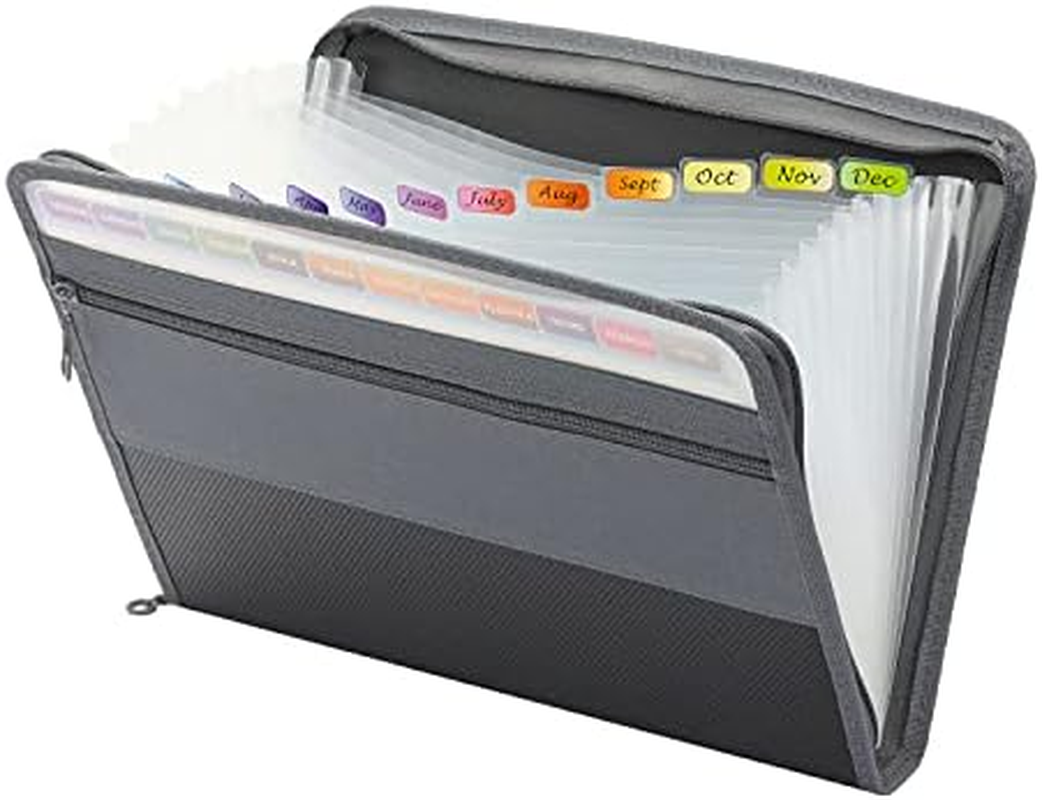 Stoepeoco 13 Pocket Expanding File Folder with Zipper Closure,Letter A4 Paper Document Accordion Folder Document Organizer Expanding Zip File Folder with Labels, Accordion File Folder image number 4