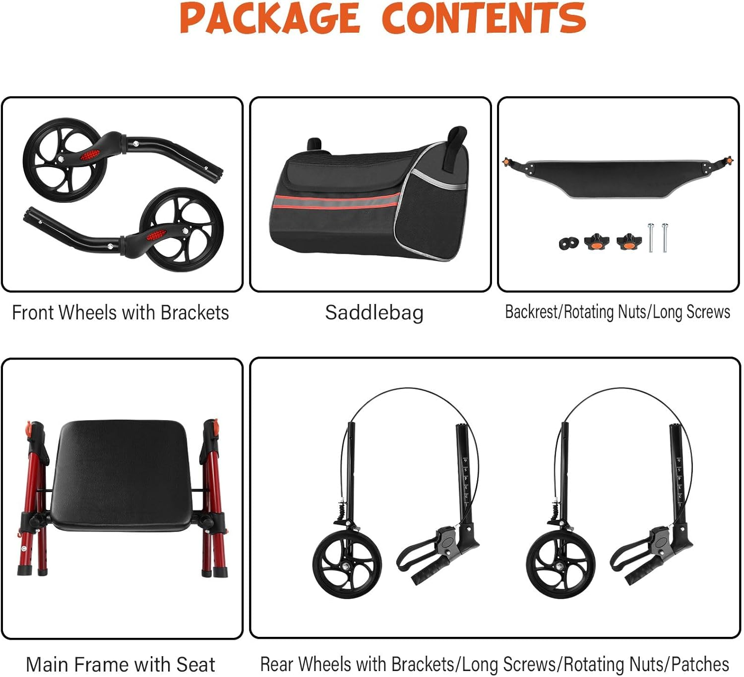 GENKI Aluminum Rollator Walker with Seat 4 Wheel Seniors Elderly Lightweight Walking Mobility Trolley Folding Wheelchair Rolling Frame Storage image number 3