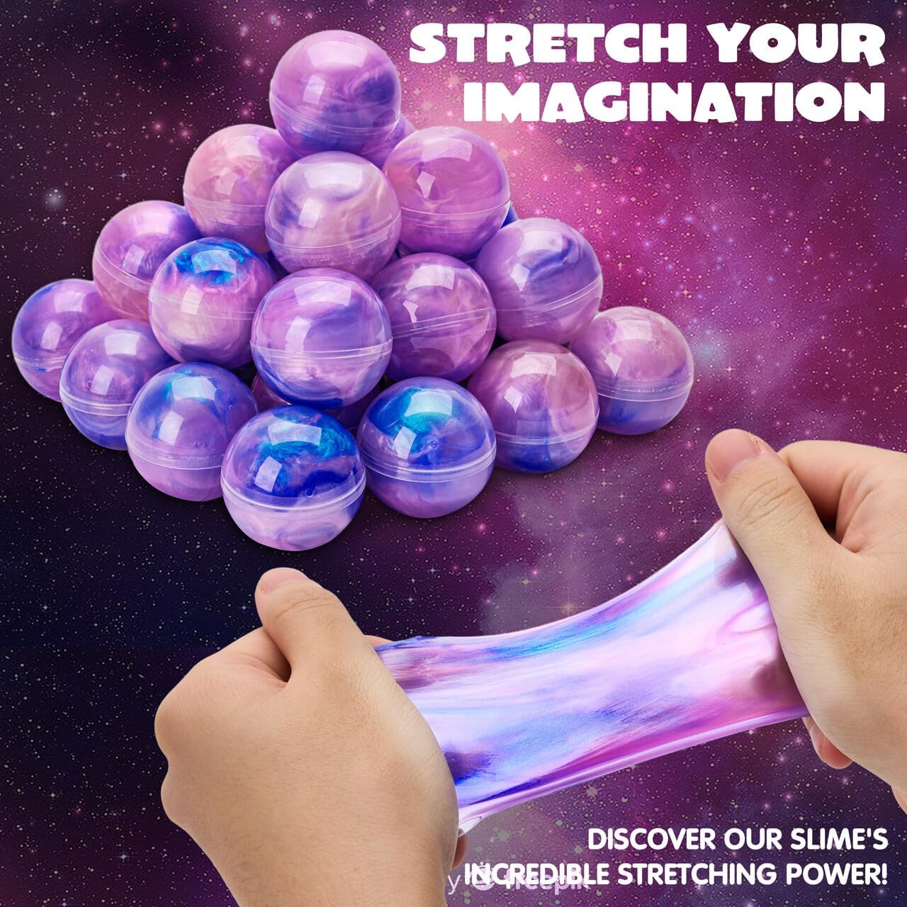JOYIN Slime Party Favors, 24 Pack Galaxy Slime Ball - Stretchy, Non-Sticky, Mess-Free, Stress Relief, and Safe for Girls and Boys - Classroom Reward, Party Supplies image number 3