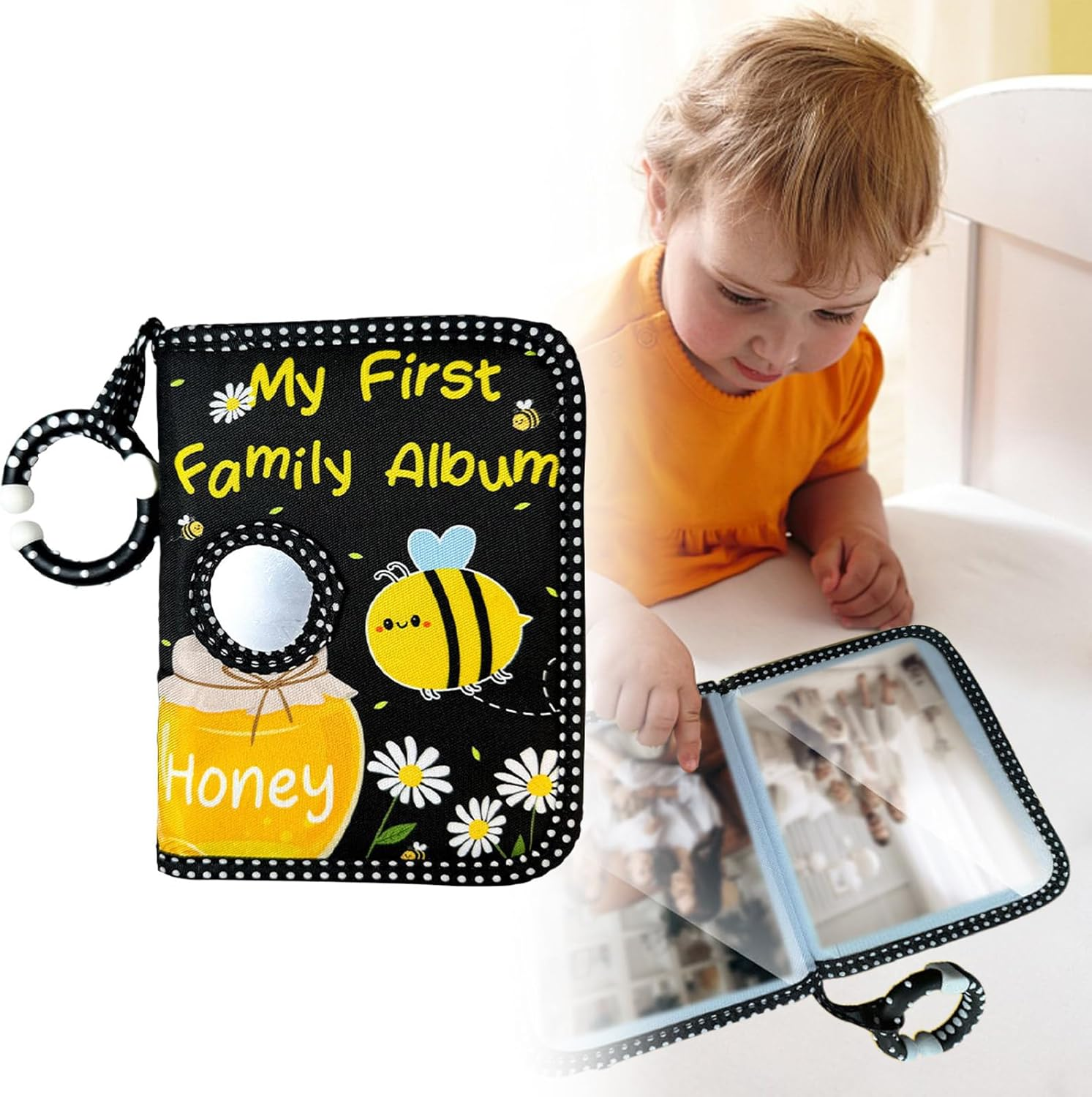 First Baby Album | Honey Design Family Photo Holder | Padded Infant Scrapbook For, Gentle Corner Keepsake Book, Portable Snapshot Storage, Cute Nursery Must-Have image number 2