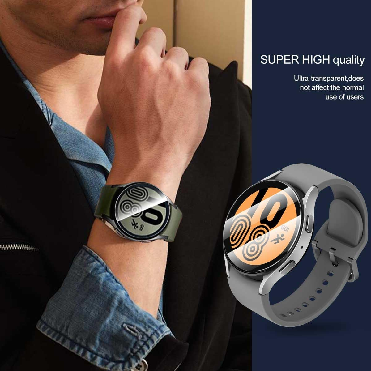 T Tersely (3 Pack) Screen Protector for Samsung Galaxy Watch 7/6/5/4 (44MM), 9H Hardness Tempered Glass Film Guard for Samsung Galaxy Watch image number 2