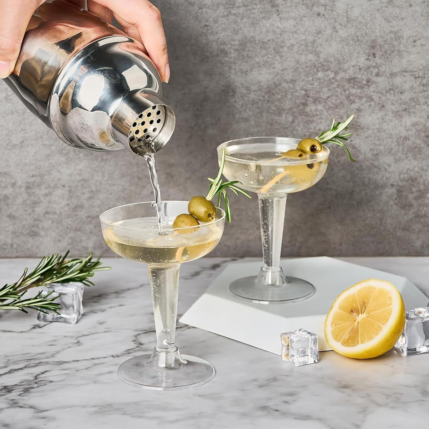 25 Pcs Transparent 4 Ounce Re-Usable Champagne Flutes Margarita Cups Cocktail Glasses image number 1