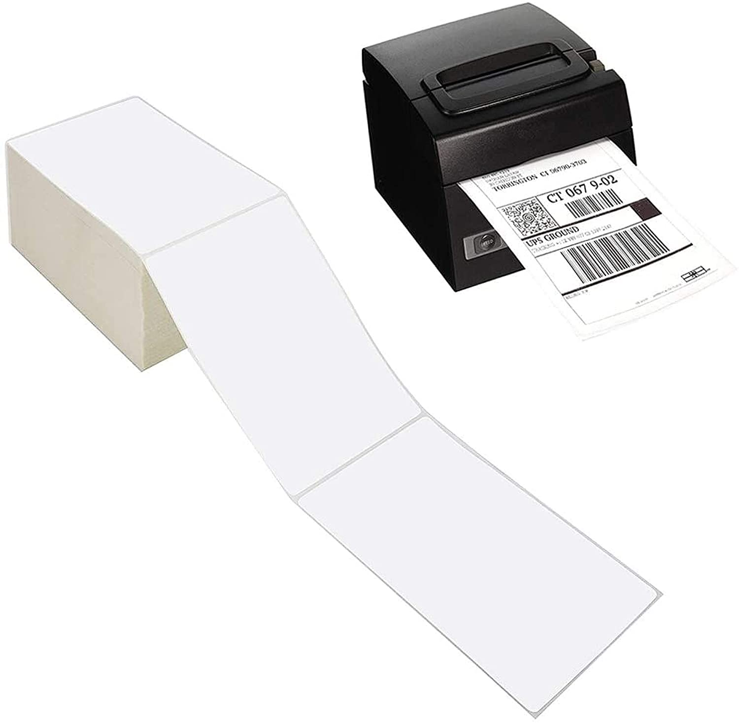 9527 Product Fanfold 4" X 6" Direct Thermal Labels White Perforated Shipping Labels,500 Labels per Stack,1 Stack image number 2