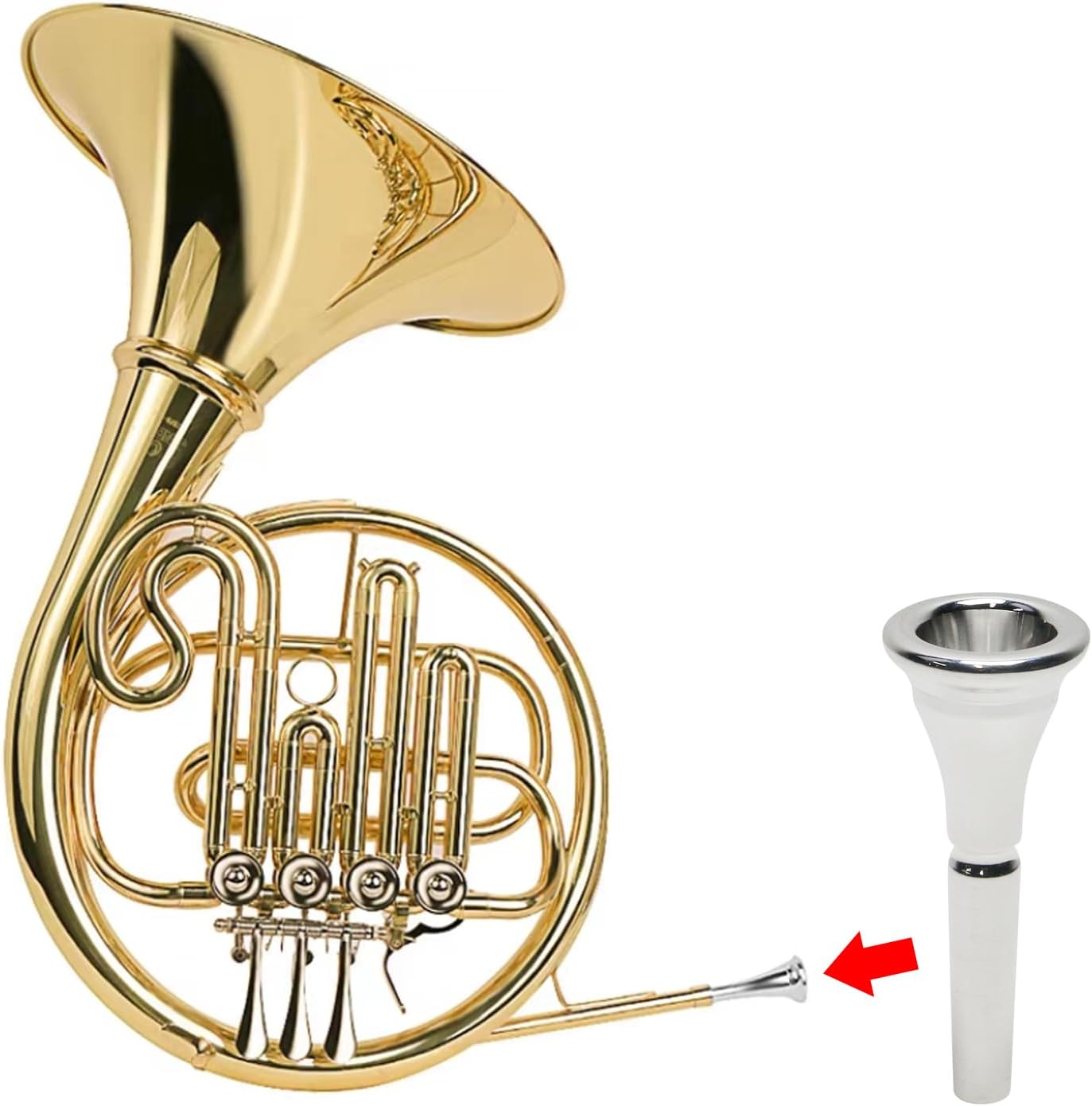 Geesatis Silver Plated Standard Horn Mouthpiece Deep Cup Mouth Horn Mouthpiece - Gold image number 4