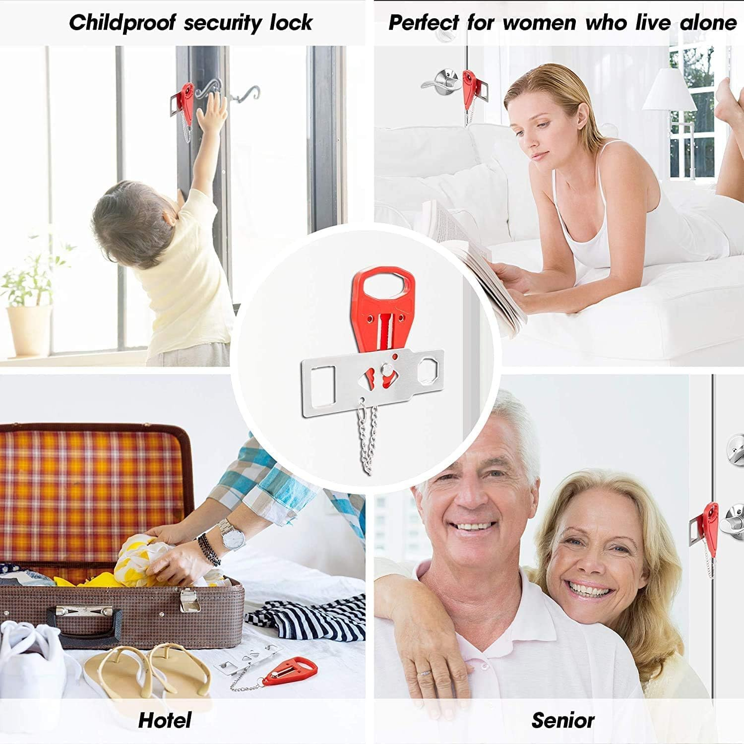 2Pcs Portable Door Lock Extra Locks for Additional Privacy and Safety,Door Lock Home Security Door Lock Travel Lockdown Locks,Portable Door Lock Home Security Door Lock Travel Lockdown Lock Door Lock image number 5