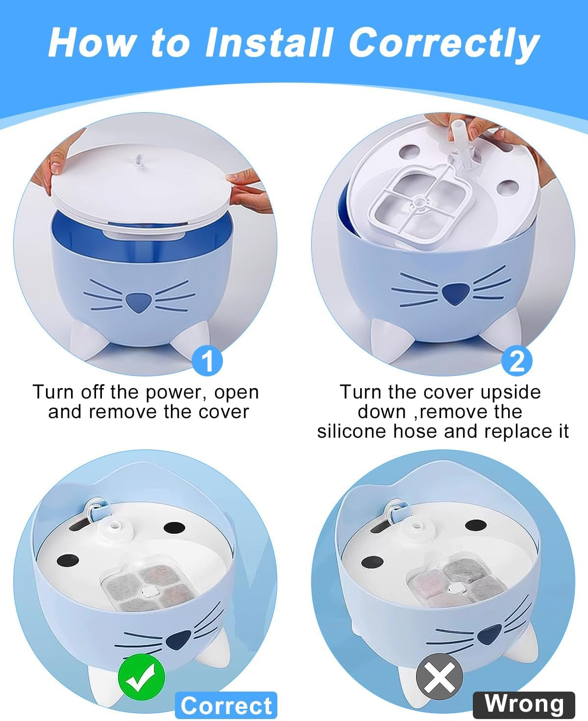 Yulado Filter Cat Fountain, 16 Pieces Drinking Fountain Filter for 2.5 L Drinking Fountain for Cat Replacement Filter image number 6