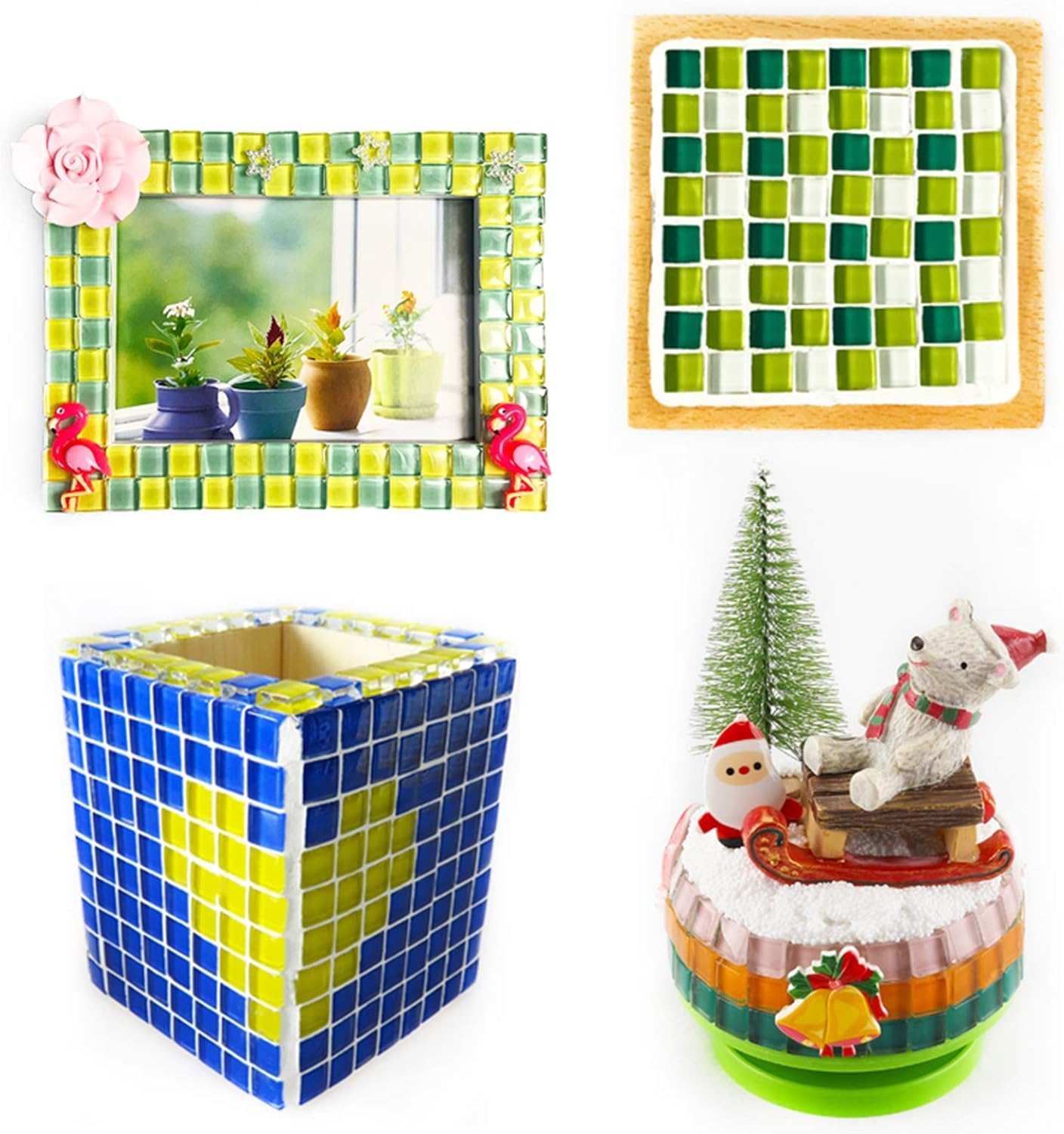 PINUO&KE 200 Pieces / 200 G Mosaic Tiles Square Ceramic Mosaic Mosaic Tiles Square 0.4X0.4 Inch Mosaic Pieces for Home Decoration, DIY Crafts, Mosaic Tile Projects - Blue Mix image number 2