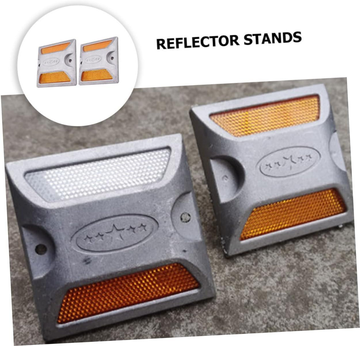 SEWOART 4Pcs Road Reflectors Reflective Sign Reflective Markers Reflective Driveway Markers Pavement Reflective Marker Pavement Markers Night Visibility Markers Road Markers Aluminum image number 5