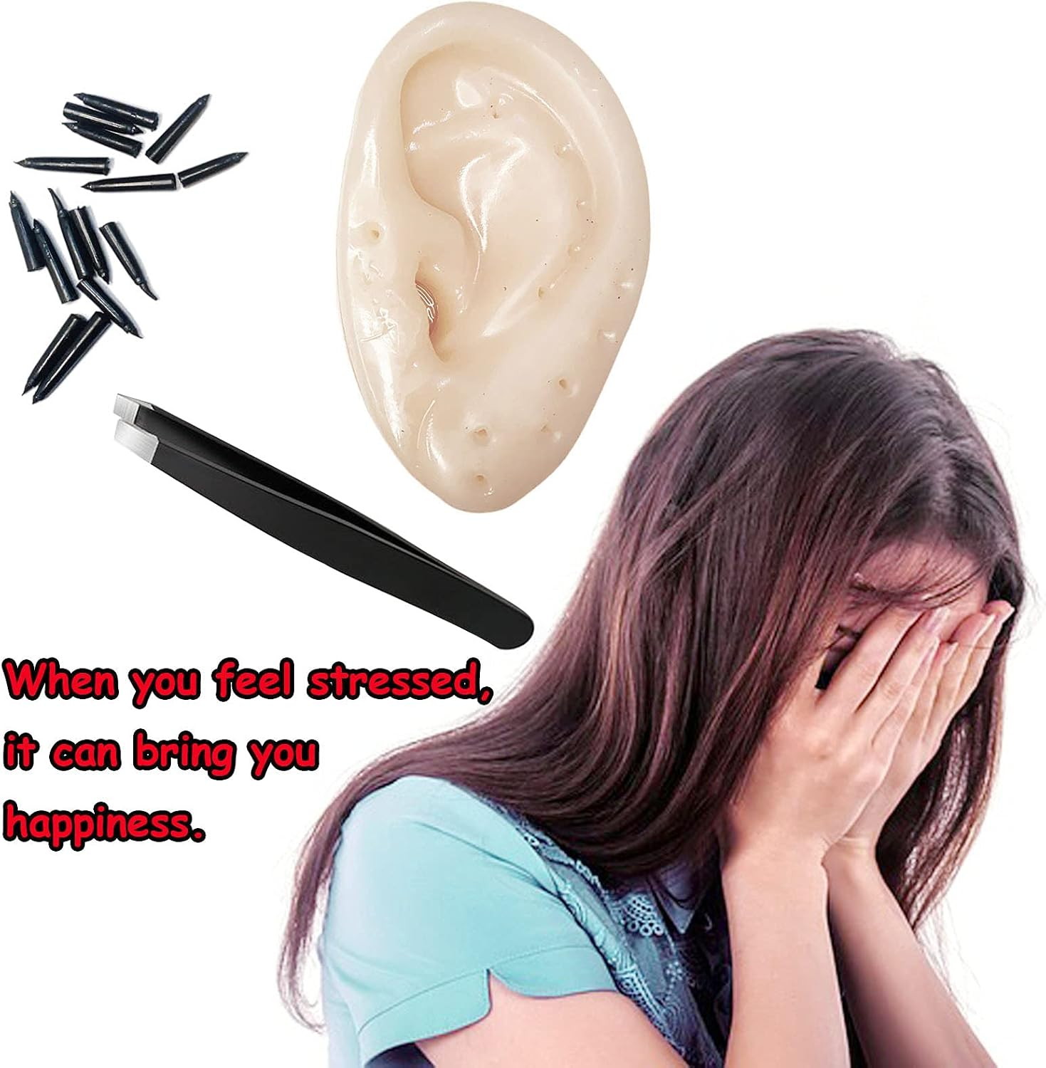 ASMFUOY Novelty Pimple Popper Toys Ears Shaped Pimple Popping Decompression Acne Blackheads Remover Fun Toy(Upgraded Tweezers) image number 4