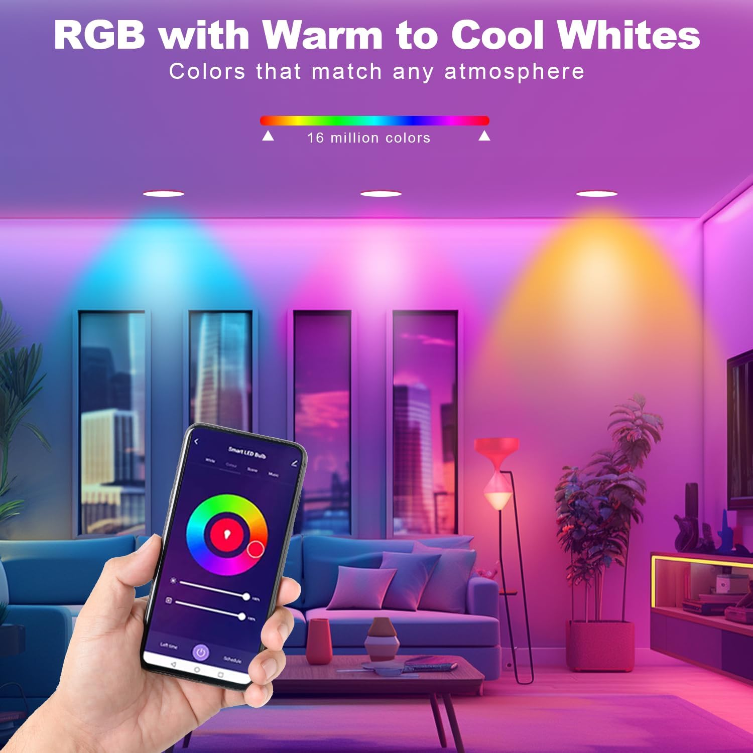 Koalakraft Smart LED Downlight 90Mm - Color Changing Downlights with APP & Voice Control, Wifi Bluetooth LED down Lights for Ceiling, Music Sync Smart LED Downlight, Energy-Efficient Recessed Lighting image number 1