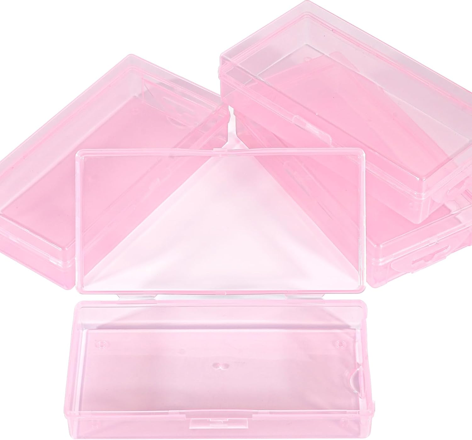 Lokyango 4-Piece Plastic Storage Box for Nail Tools - Manicure & Pedicure Supply Organizer Case (4Pcs in Pink)