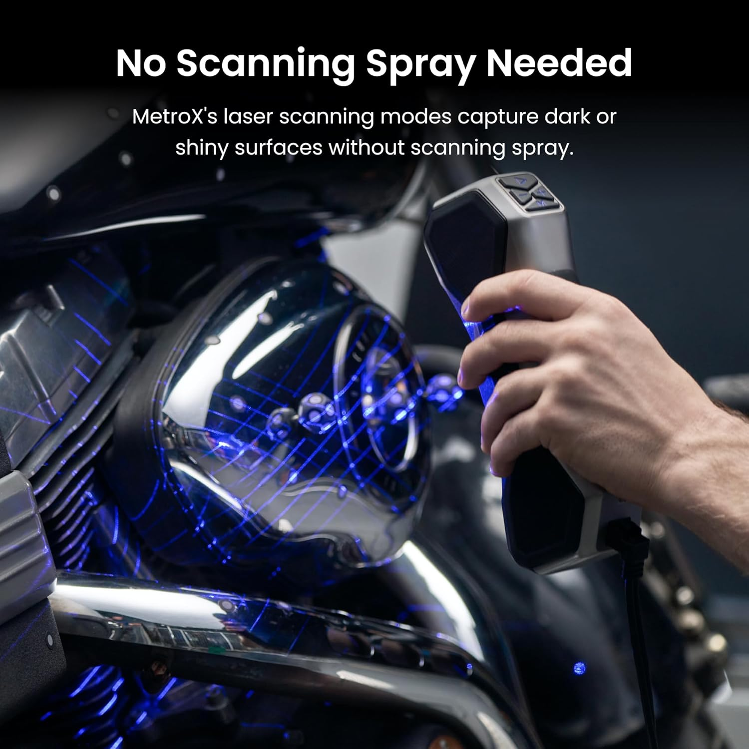Revopoint Metrox 3D Scanner for 3D Printing, Handheld 3D Printer Scanner Metrology-Grade Precision 0.01Mm, Blue Laser&Structured Light, for Metal Dark Object Scanning, Support Windows Macos, Advanced image number 4