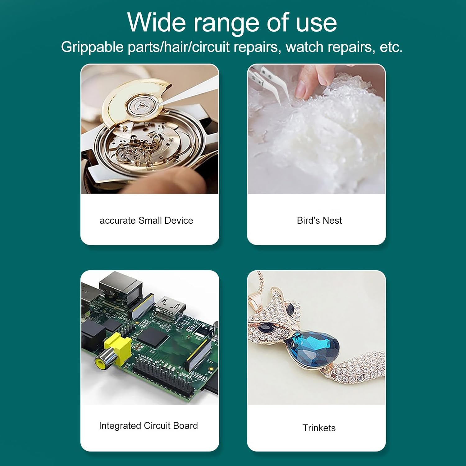 Tnfeeon Flexible Non Magnetic 3 Holes Sewing Tweezers Stainless Steel Electronics Repair Tweezers for Watch Hair Circuit Repair (Bent Head) image number 5