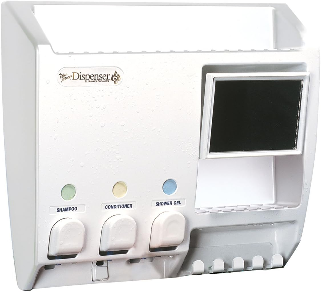 Better Living Products 73350 Ulti-Mate 3 Chamber Wall Mount Shower Dispenser, White with Mirror