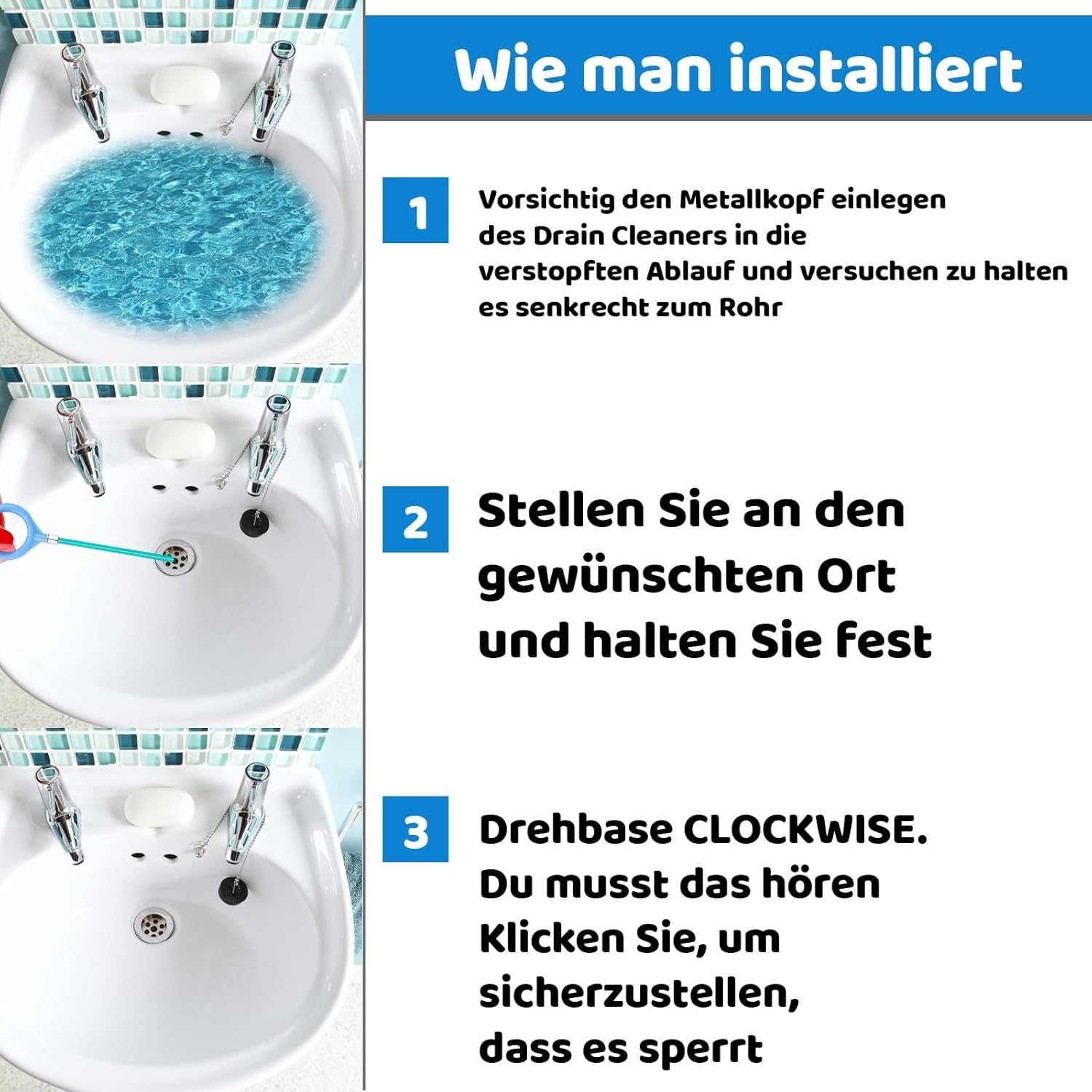 6 Piece Drain Cleaner Spiral, Pipe Cleaning Spiral for Kitchen and Bathroom, Flexible Drain Snake for Removing Hair and Blockages, Drain Spiral Set for Household and Professional image number 2