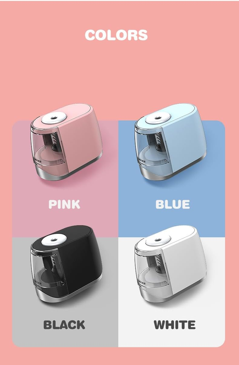 Adjustable Nib Electric Pencil Sharpener Usb/Battery 2 in 1 Operated Fast Pencil Sharpener for 6-8Mm Colored Pencils Office Home Pencils Knife Supplies (Blue)
