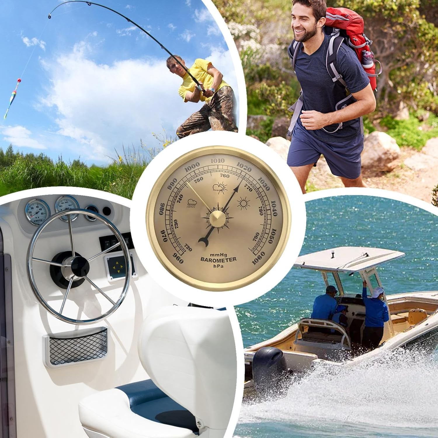 Fishing Barometer - Portable Outdoor Weather Predictor Gauge, Waterproof Atmospheric Pressure Meter Tool for Accurate Storm Forecasts | for Men Women Hiking Fishing Hunting Lake Camping