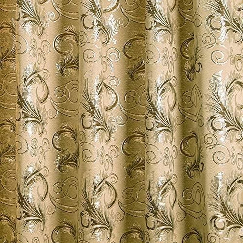 Golden Linen Jana Collection 2Pc Curtain Set with Attached Valance and Backing 55"X84" Each, Polyester & Polyester Blend, Taupe, 2 Panels of 55" X 84" Each image number 4