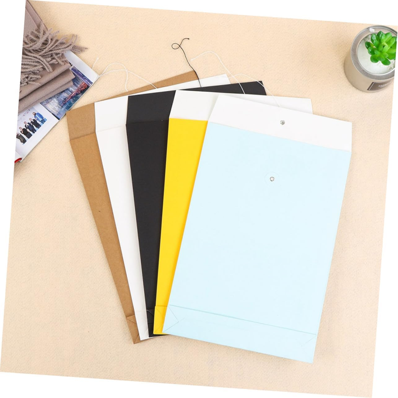 FUNOMOCYA 6Pcs White File Bag Paper Organizer Holder Document Carrier Bag for Office Stationery Clothes Packing Business Use