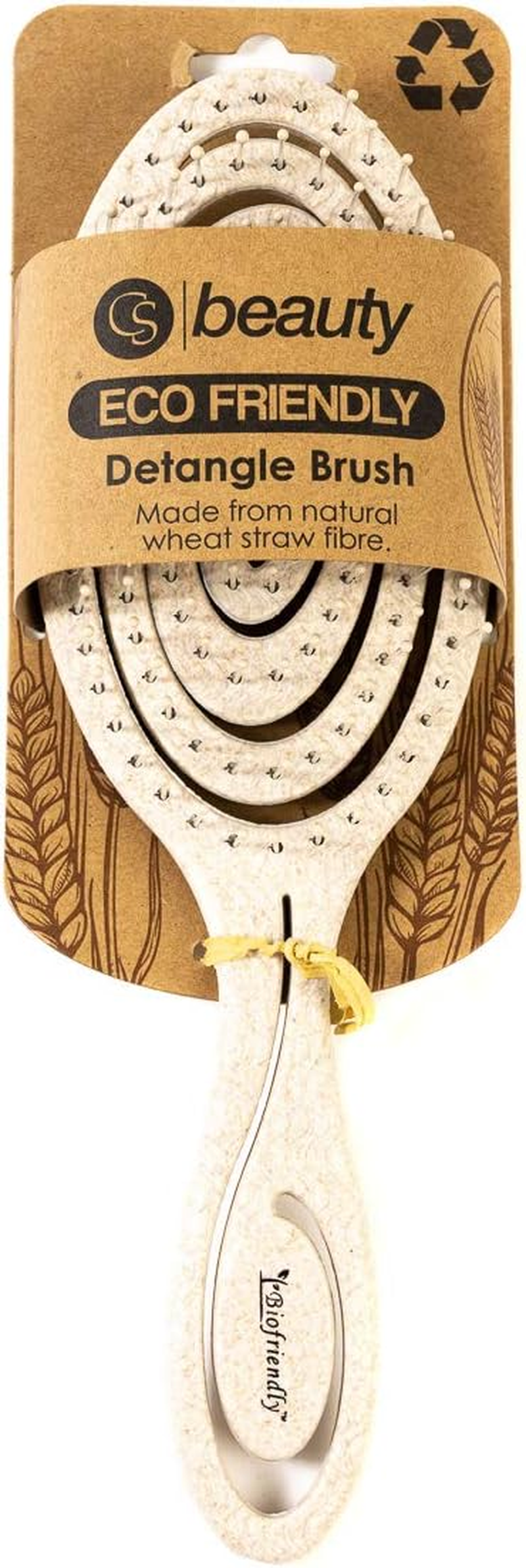 CS Beauty Eco Friendly Straw Hairbrush, Flexible Soft Pin Bristles, Detangling Wet/Dry Hair, Head Massaging Pro (Oatmeal)