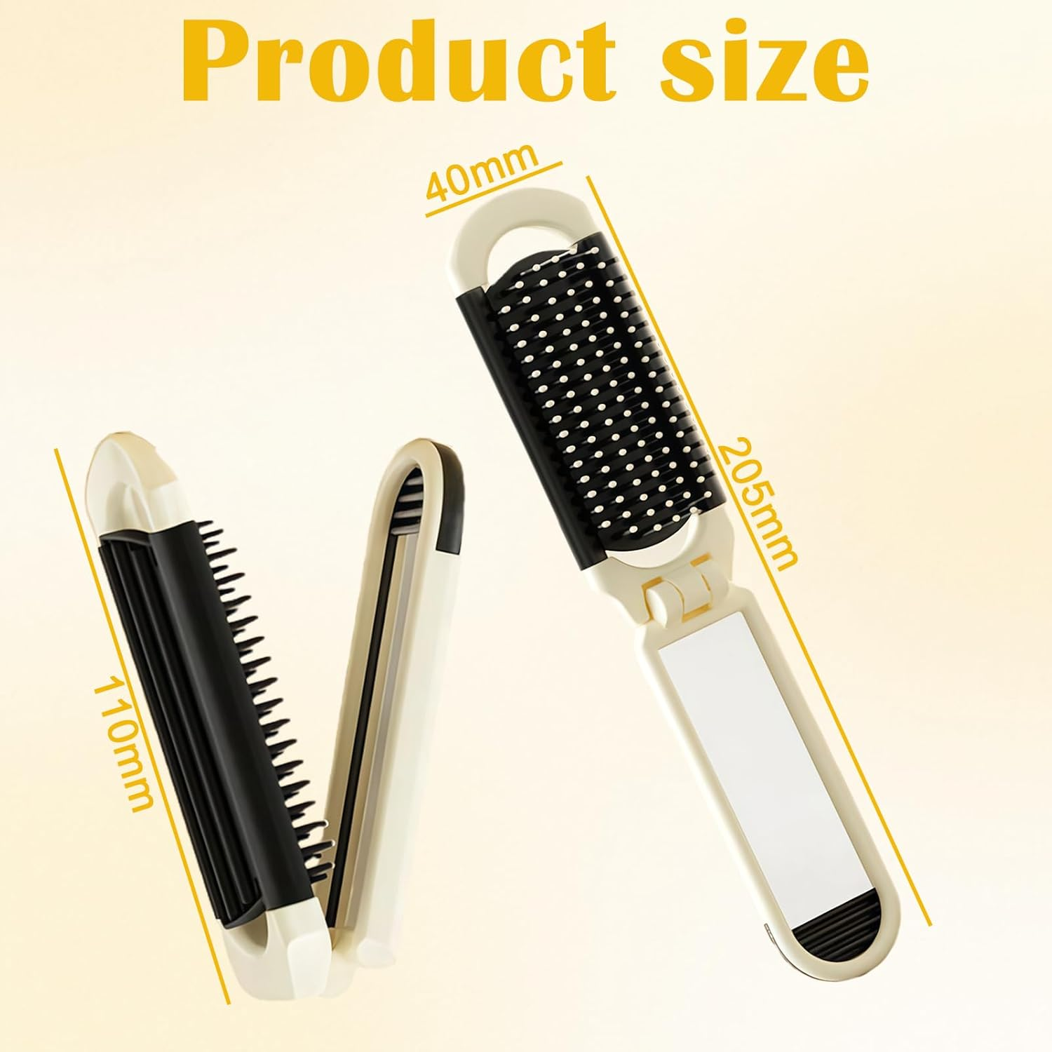 Jeyzuroa 2 Pack Travel Hair Brush, Mini Travel Essentials with Detachable Mirror, Compact Folding Hairbrush for Women Men, Portable Brushes and Combs for Purse Gym Trip Outdoor Styling image number 5