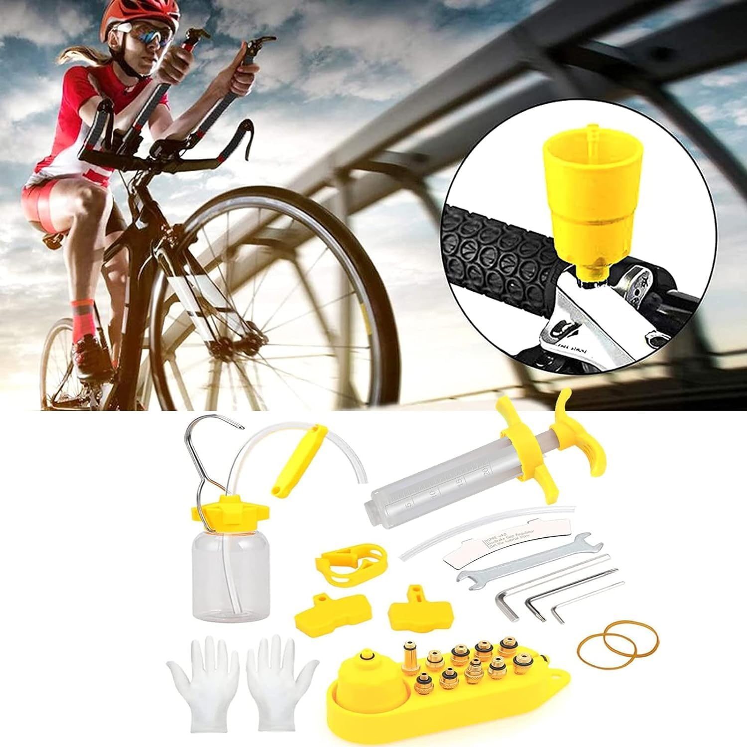 YUENTOEN Hydraulic Bike Bicycle Oil Disc Brake Bleed Kit Tool, Mountain Bike Brake Change Hydraulic Kit for Shimano, Magura, Tektro, Sram Series image number 3