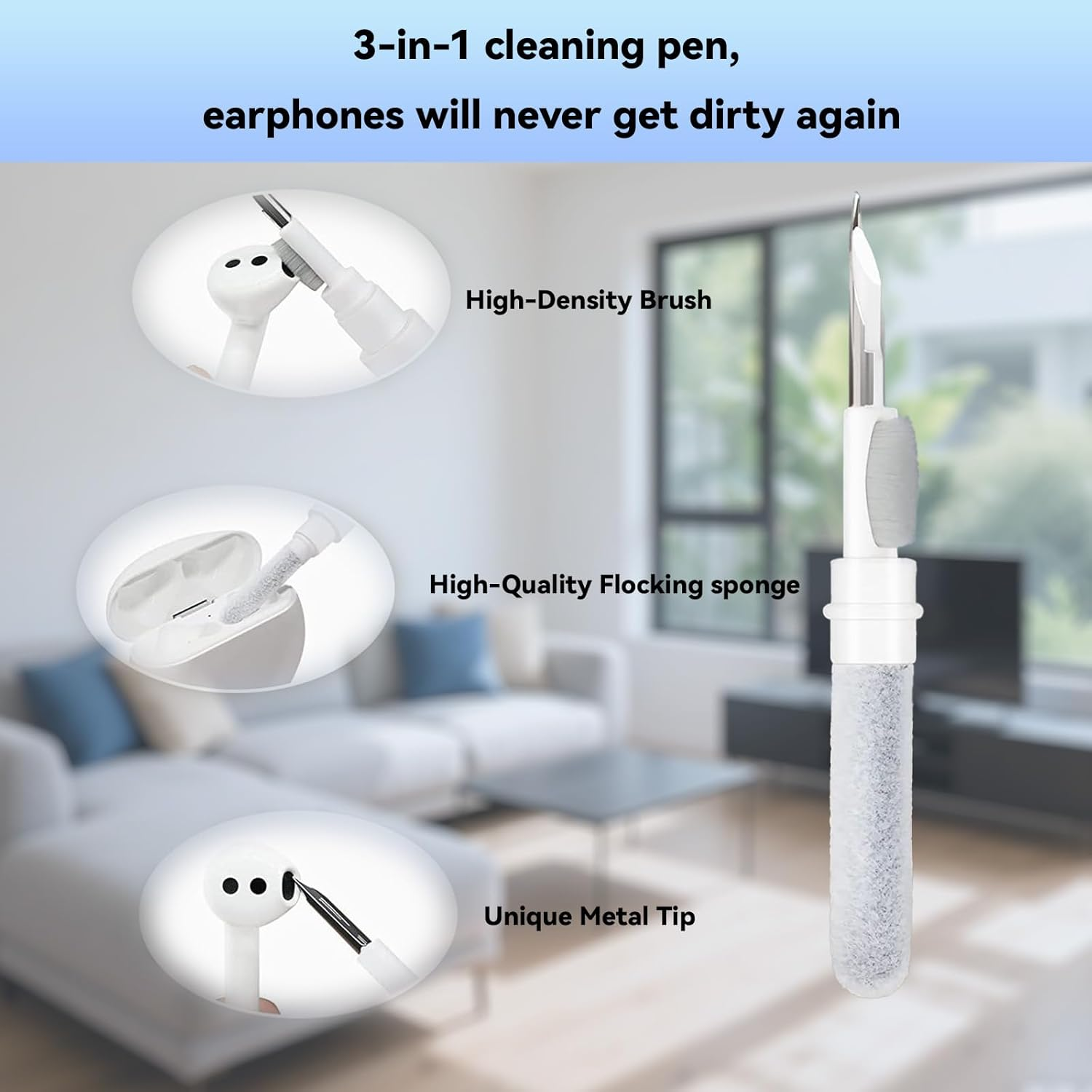 Tzylomirx 4 Pair Replacement Ear Tips for Airpods Pro/Pro 2Nd with Noise Reduction Hole, Silicone Material, Built - in Dust Guard Screen, Includes Cleaner Pen Kit, 4 Sizes (Xs/S/M/L)-White