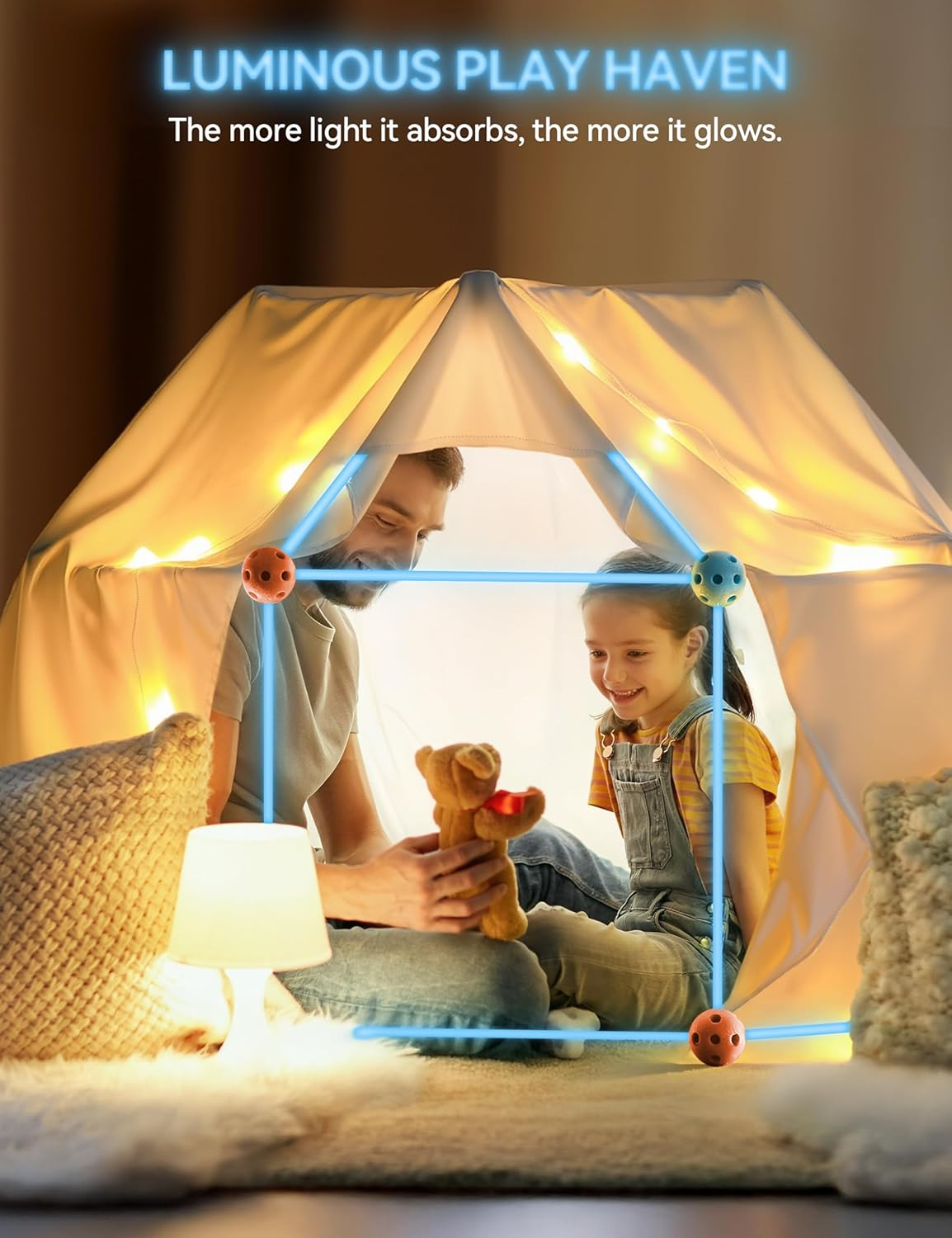 Besrey Kids Fort Building Kit Den Building Kit 133 Pcs with Toss Game - Creative Fort Glow in Dark, Outdoor Play Playground Equipment, DIY Construction STEM Toys for Kids Game image number 5