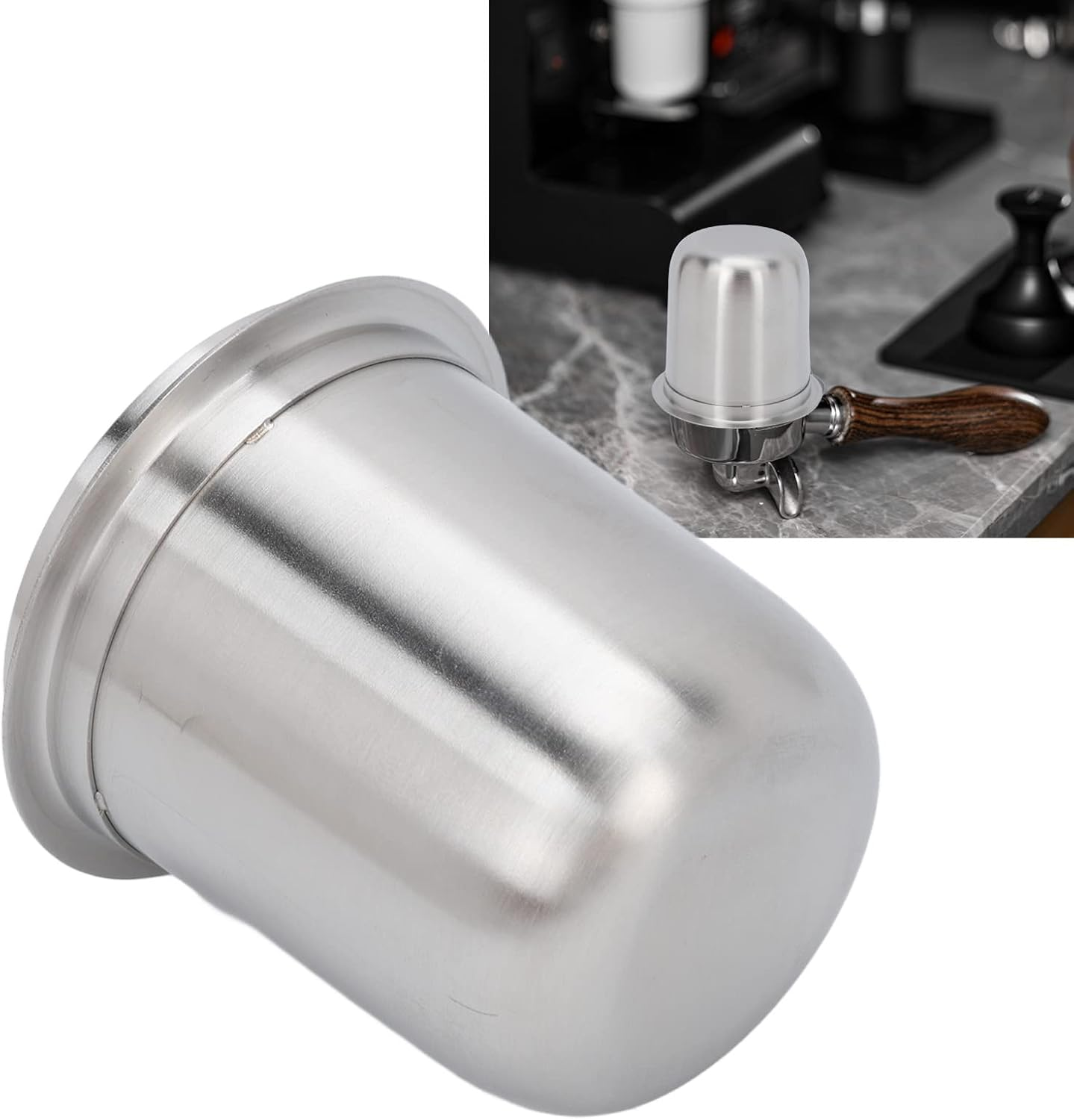 Dosing Cup, 58Mm Stainless Steel Coffee Dosing Cup, Portafilter Dosing Cup, Espresso Dosing Cup for Coffee Tamper, Espresso Coffee Machine Tools, Fits 58Mm Portafilters (Silver) image number 1