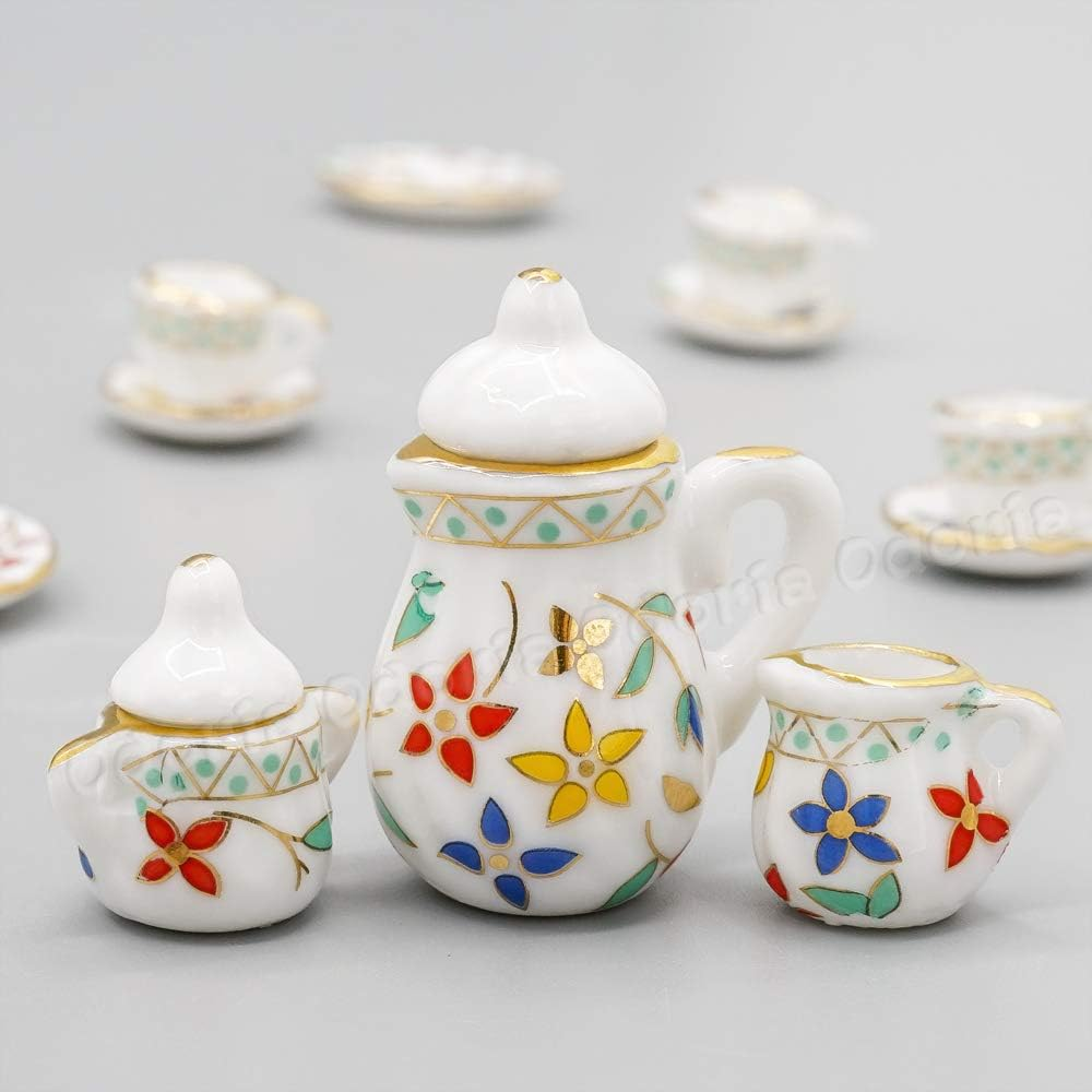 Odoria 1/12 Scale Dolls House Miniature Tea Sets 15Pcs Dollhouse Accessories, Blossom image number 1