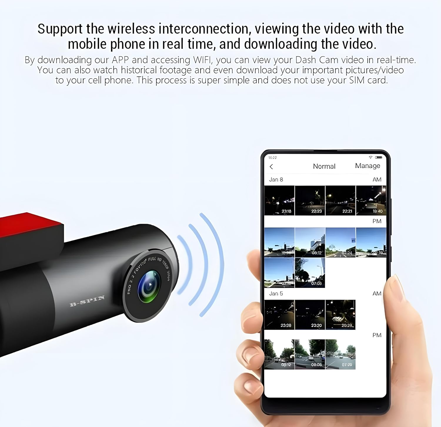 Dash Cam 1080 P Ultra HD Car DVR Front Camera with Built-In Wifi & GPS (150 Degree Wide) with 64 GB High Speed SD Card Free (Maximum Support 128 GB) 24 Hour Monitoring/Night Vision/G-Sensor image number 6