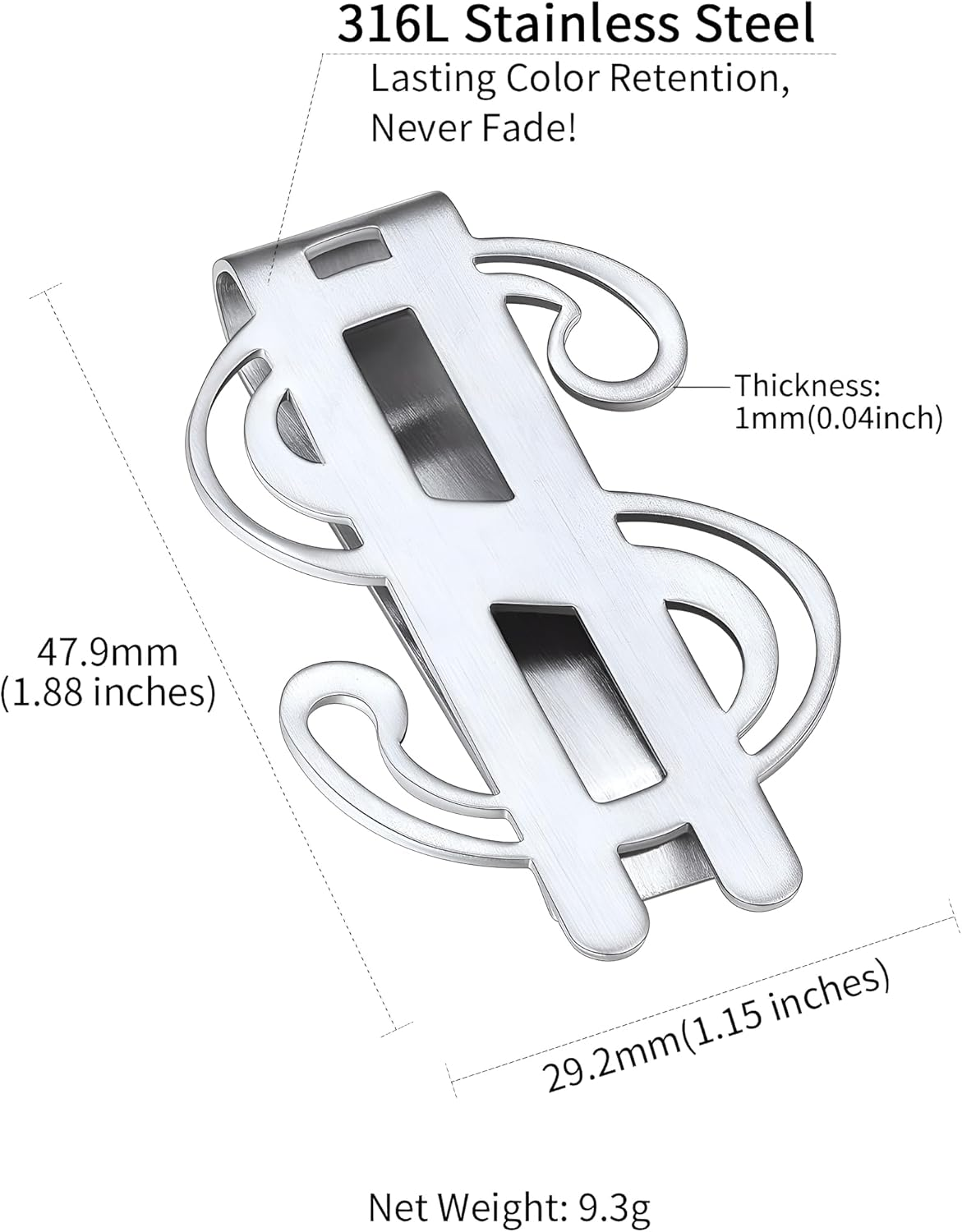 2PCS Stainless Steel Money Clip Slim Wallet Credit Business Card Holder for Men, Wallet Charms Father Dad Husband image number 5