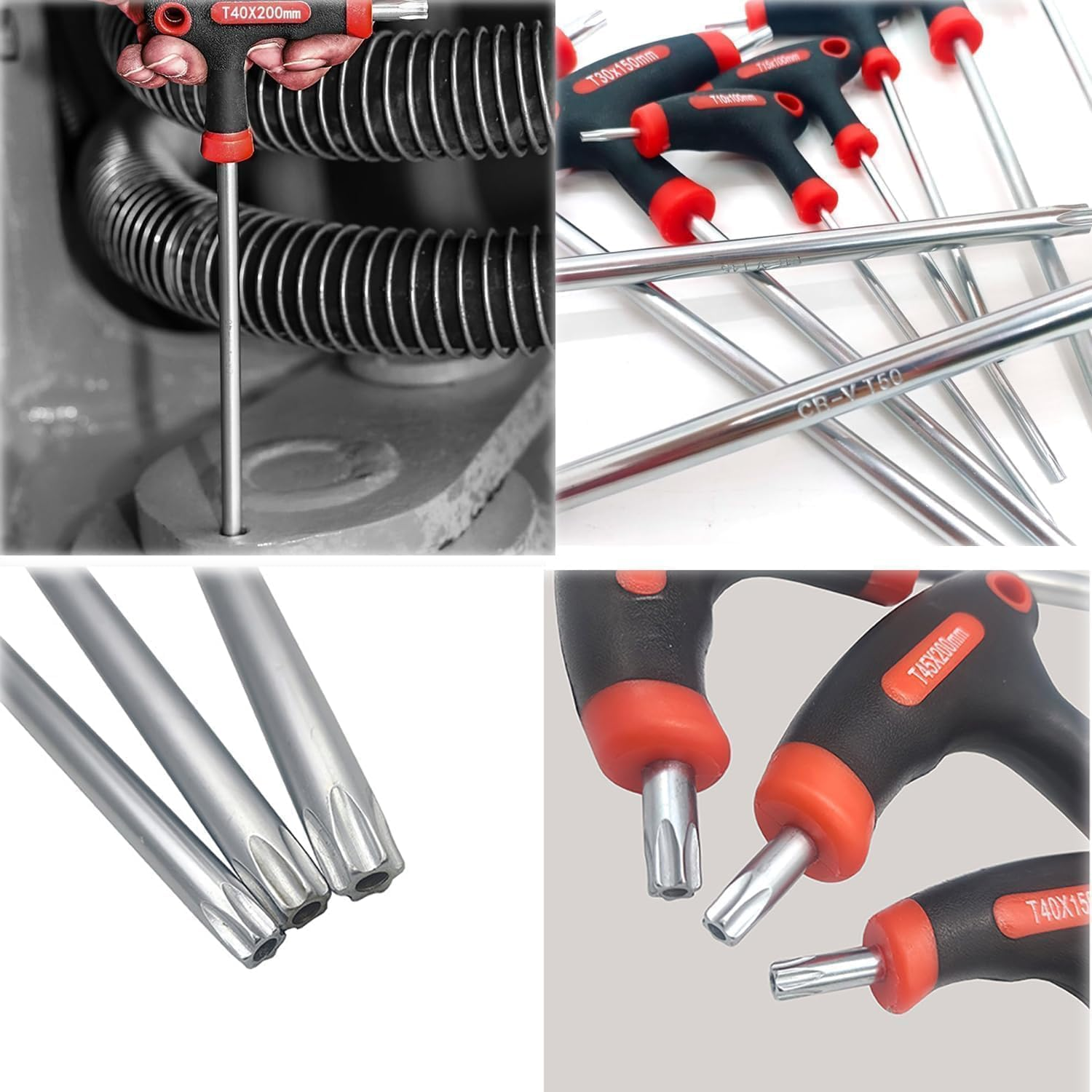 Kewayo9Pcs T-Handle Torx Set, Chrome Vanadium Steel Star Keys (T10-T50), Long/Short Arm Design for Bicycle & Workshop image number 3