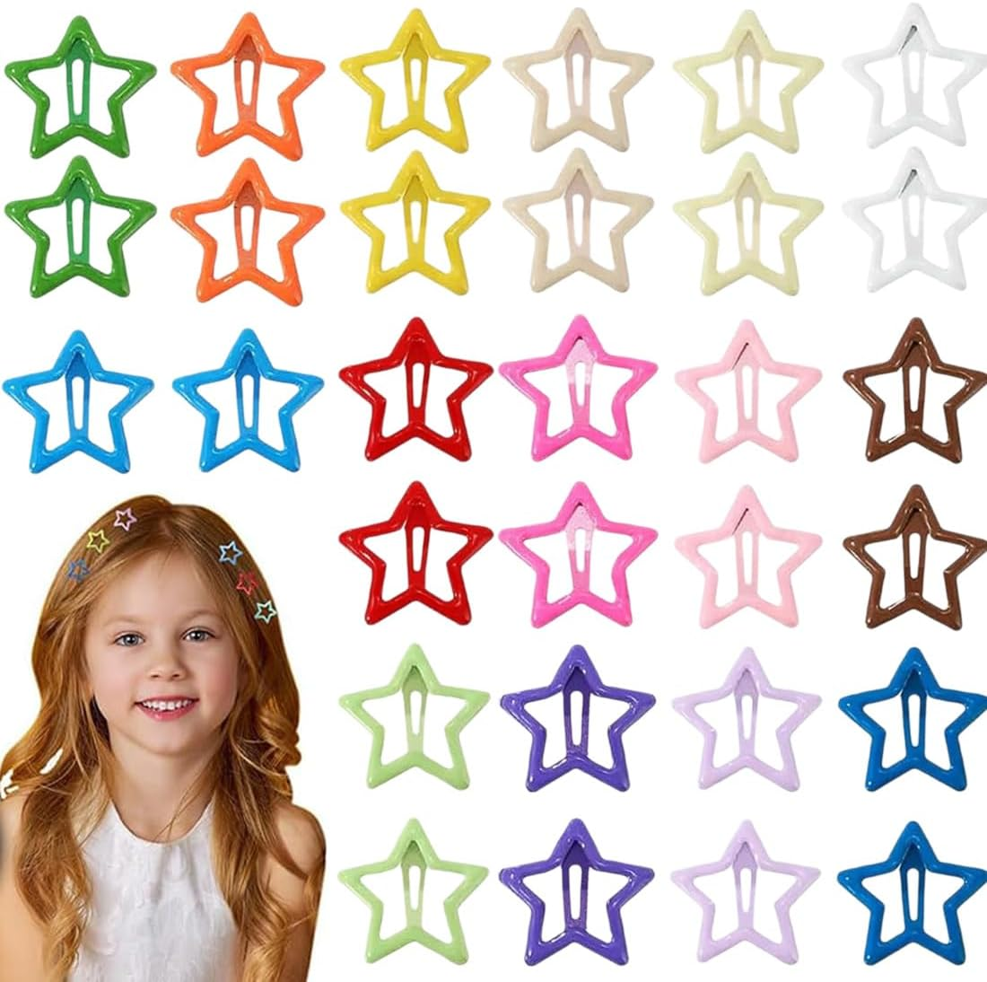 BQRKOTM Pack of 50 Star Hair Clips, Pentagram Hair Clips, Y2K Hair Pins, Metal Non-Slip Star Hair Clips, Retro Punk BB Hair Clips for Women and Girls image number 3