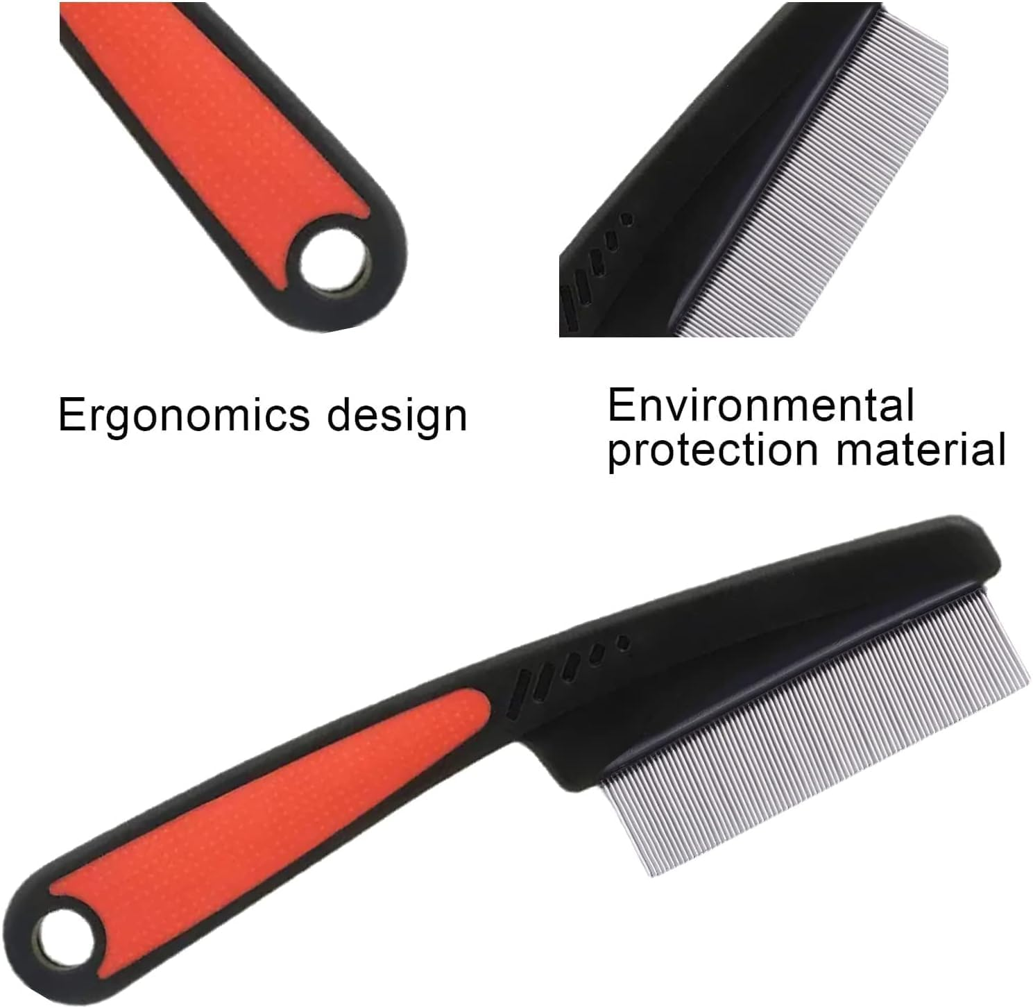 CJESLNA 1PC Dandruff Comb,Stainless Steel Fine Tooth Dandruff, Professional Scalp Fine Tooth Hair Comb for Kids and Adults (Black Red) image number 1