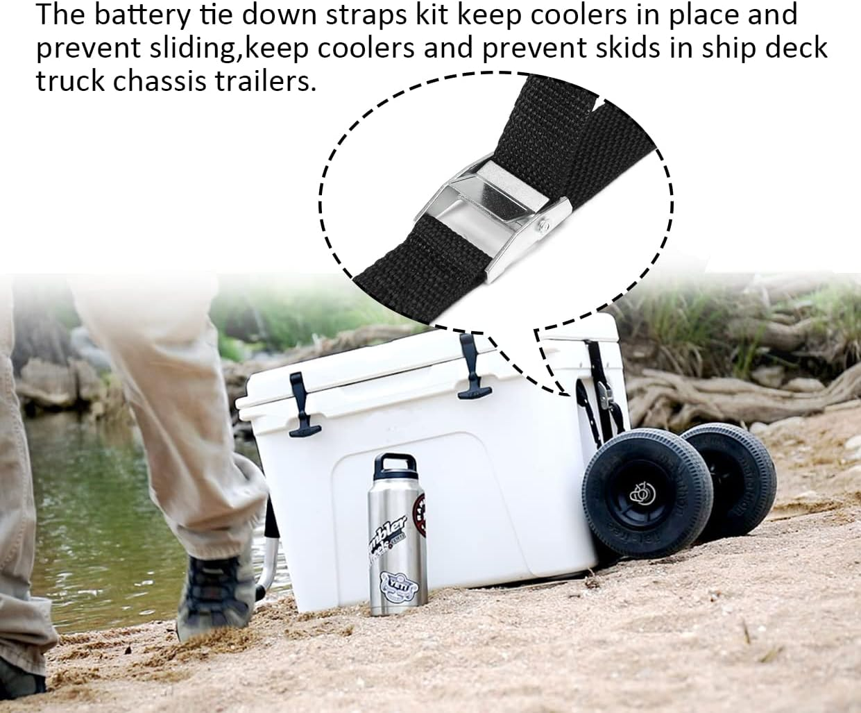 78'' Battery Tie down Strap for Boats,Battery Box Hold down Straps Kit with Stainless Steel Cam Buckle,Stainless Steel Deck Loop Mounts and SS Screws,Used for Cooler,Fuel Tank,Yeti,Rtic,Rv and More image number 6