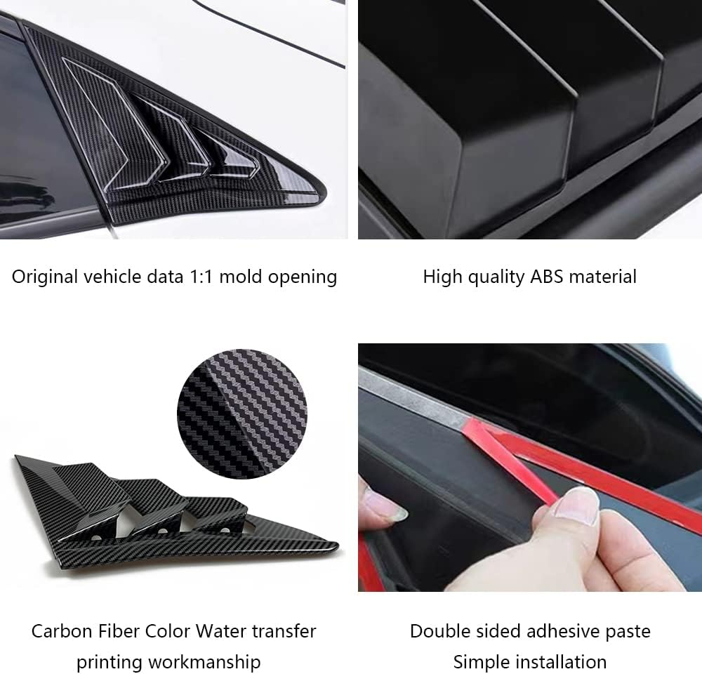 TKREENO for Honda 10Th Gen Civic 2016-2021 Rear Side Window Louver Decorate Cover Rear Air Vent Window Louvers Blinds Covers Auto Accessories (10Th Gen Civic Hatchback, Carbon Fiber Color) image number 1