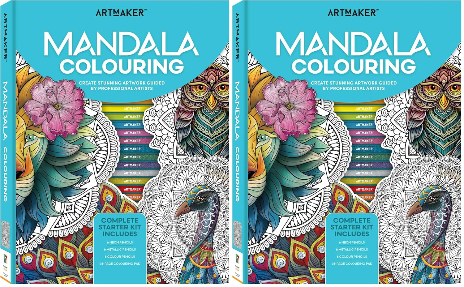 Art Maker Mandala Colouring Kit &ndash; 18 Colour, Metallic & Neon Pencils Included &ndash; Mindful Mandala Designs &ndash; Portable & Compact for Relaxation & Stress Relief (Pack of 2) image number 3