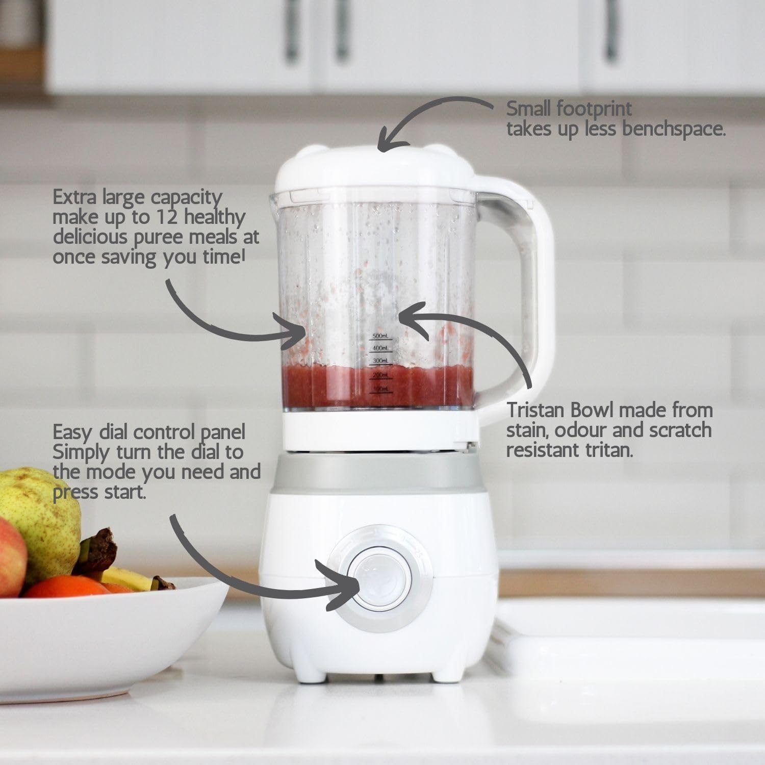 Cherub Baby Easycook Baby Food Maker Steamer Blender Steriliser & Warmer - All-In-One Baby Food Processor - BPA Free Puree Maker for Fruit Veg Meat Fish - Bottle Warmer & Breast Milk Defroster image number 1