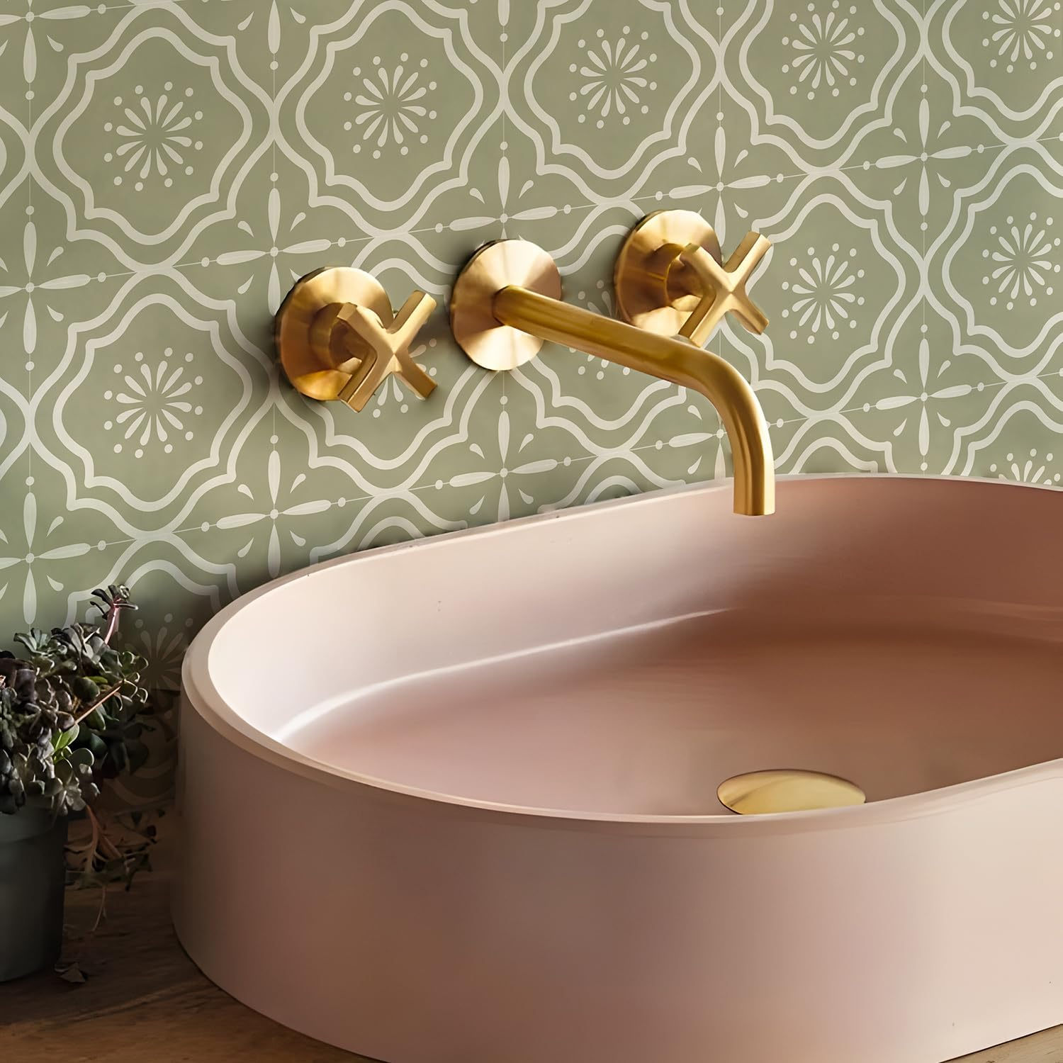 Alwayspon Tile Sticker, Sage Green Self Adhesive Stick on Tiles Transfer Sticker for Bathroom Kitchen, Splashback, Peel and Stick Vinyl Floor Wall Tiles Sticker, 10Pcsx15Cm/6Inch image number 4