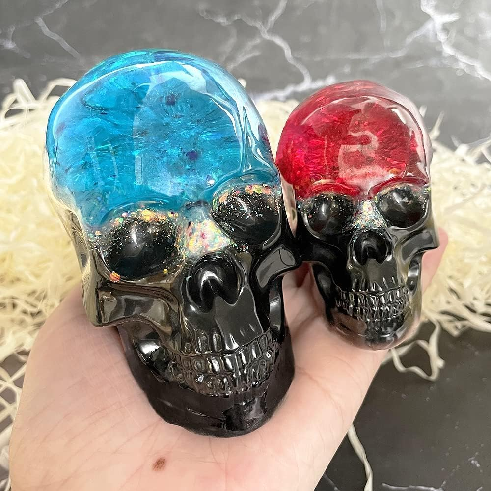 Set of 3 Skull 3D Resin Molds Large + Medium + Small, Flexible Clear Silicone Skull Head Molds, Silicone Molds for Resin, Soap, Clay, Candle Wax Casting, Halloween Home Decoration image number 2