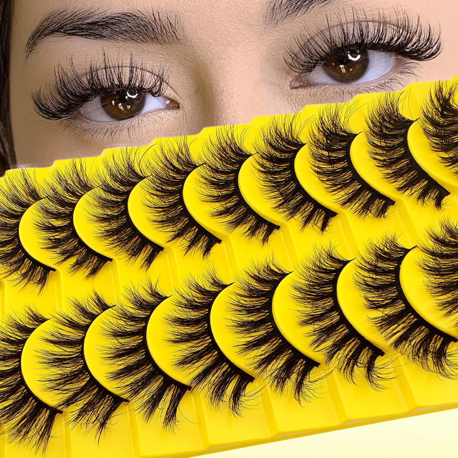 10 Pairs of 3D Artificial Eyelashes, Cat Eye False Eyelashes, Natural Look, Curly Cat Eye Lashes, False Eyelashes with Natural Wispy Volume, Cat'S Eye Eyelashes (10Y-Z9X) image number 6